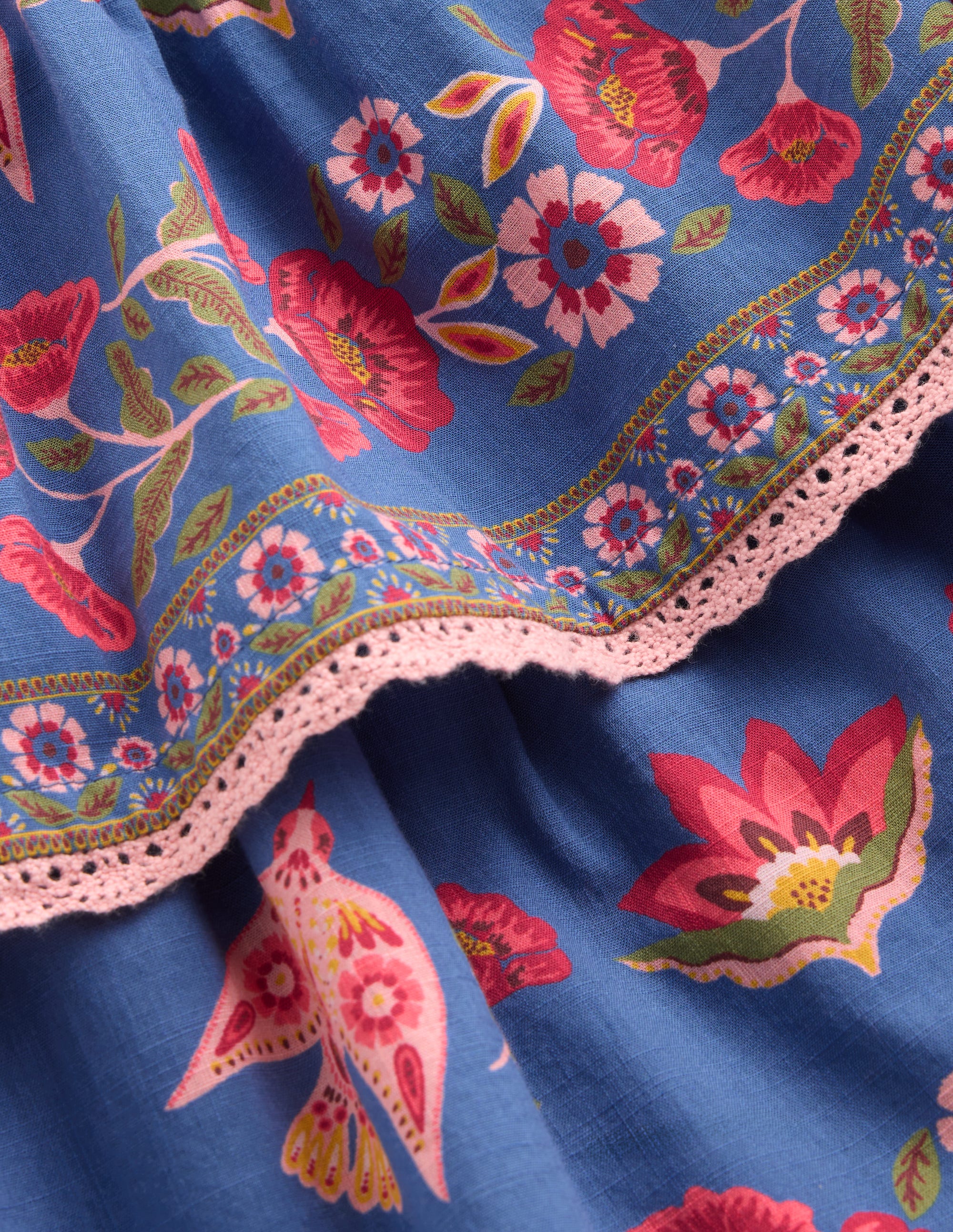 Printed Tiered Woven Dress-Blue Birds Placement - Image 3