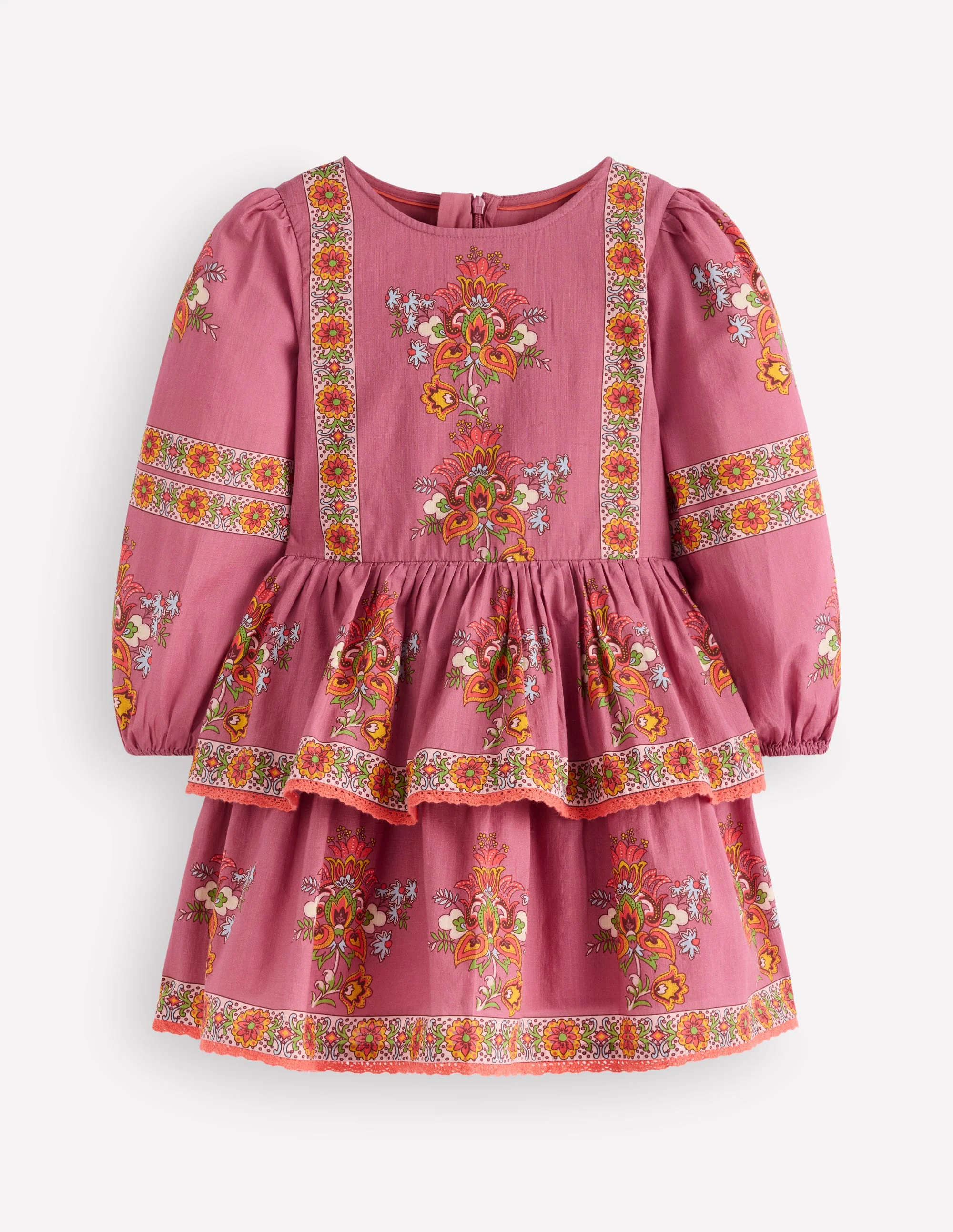 Printed Tiered Woven Dress-Pink Floral Placement - Image 2