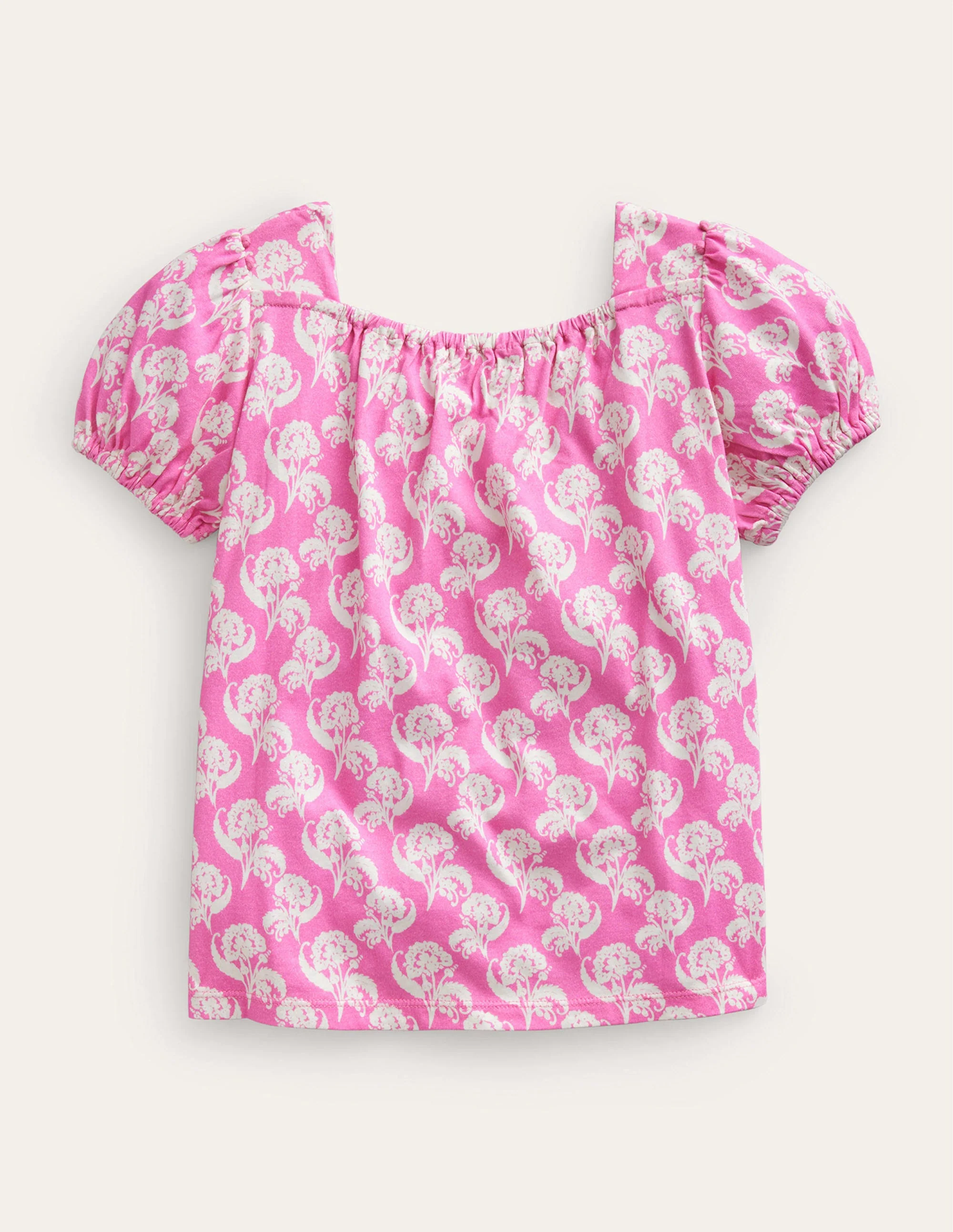 Printed Trim Top-Pink Floral - Image 2