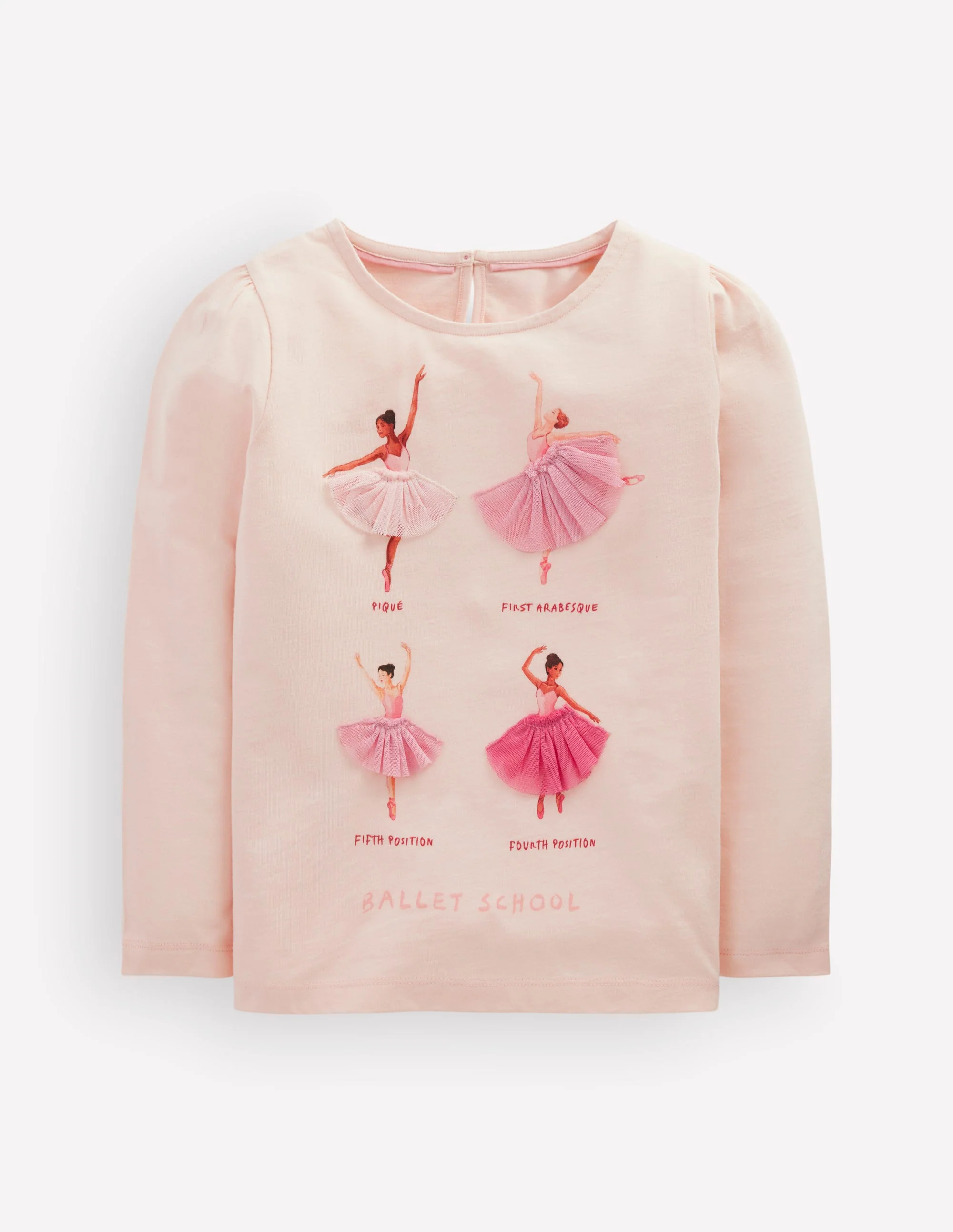 Puff Sleeve Appliqué T-shirt-Botanic Pink Ballerinas