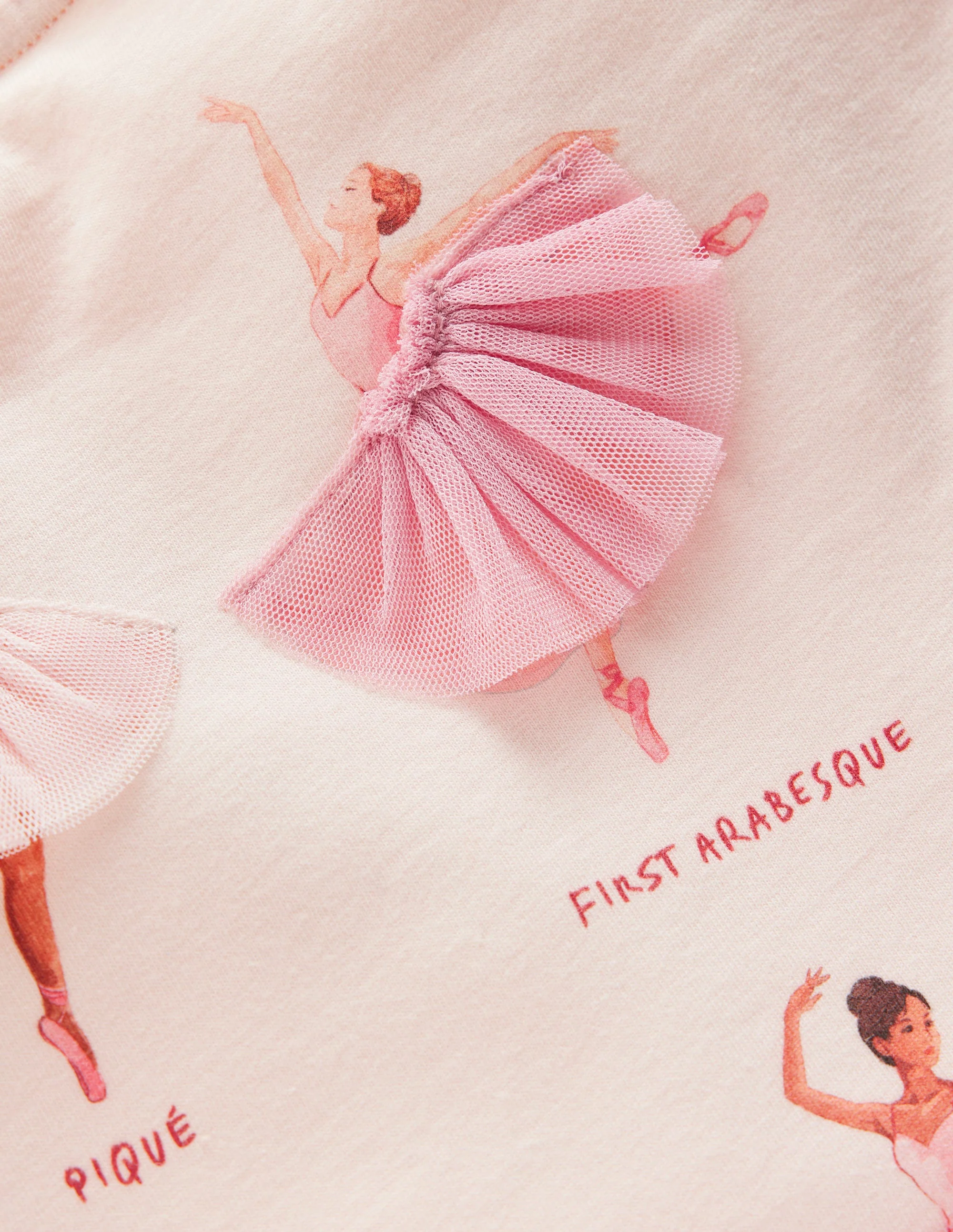 Puff Sleeve Appliqué T-shirt-Botanic Pink Ballerinas - Image 3