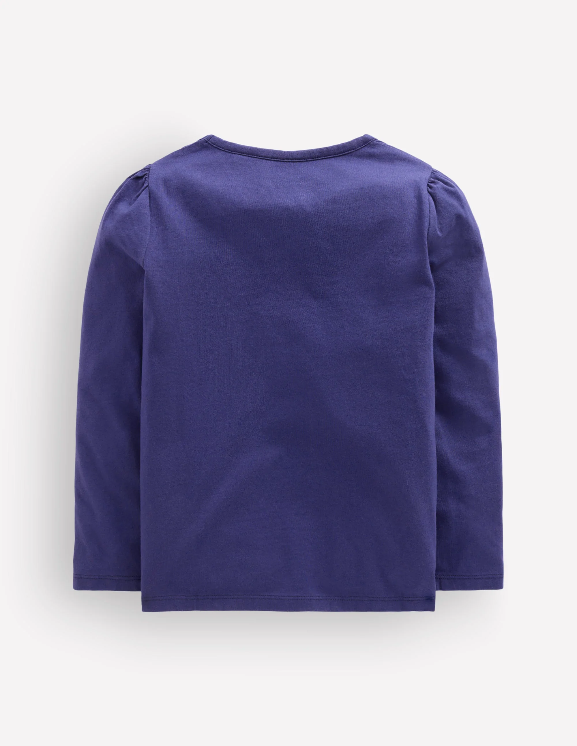 Puff Sleeve Appliqué T-shirt-College Navy Horses - Image 2