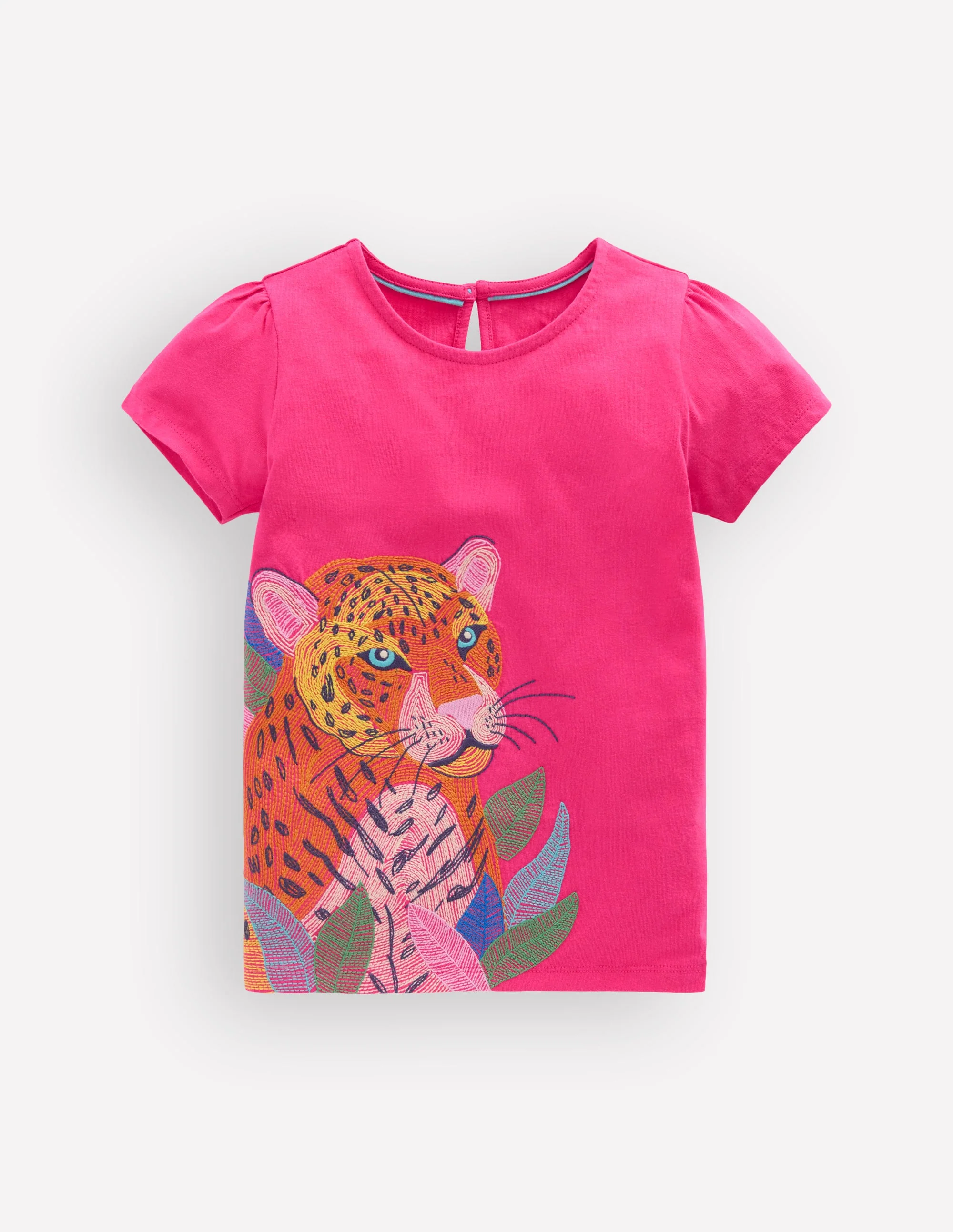 Puff Sleeve Superstitch Top-Raspberry Pink Leopard