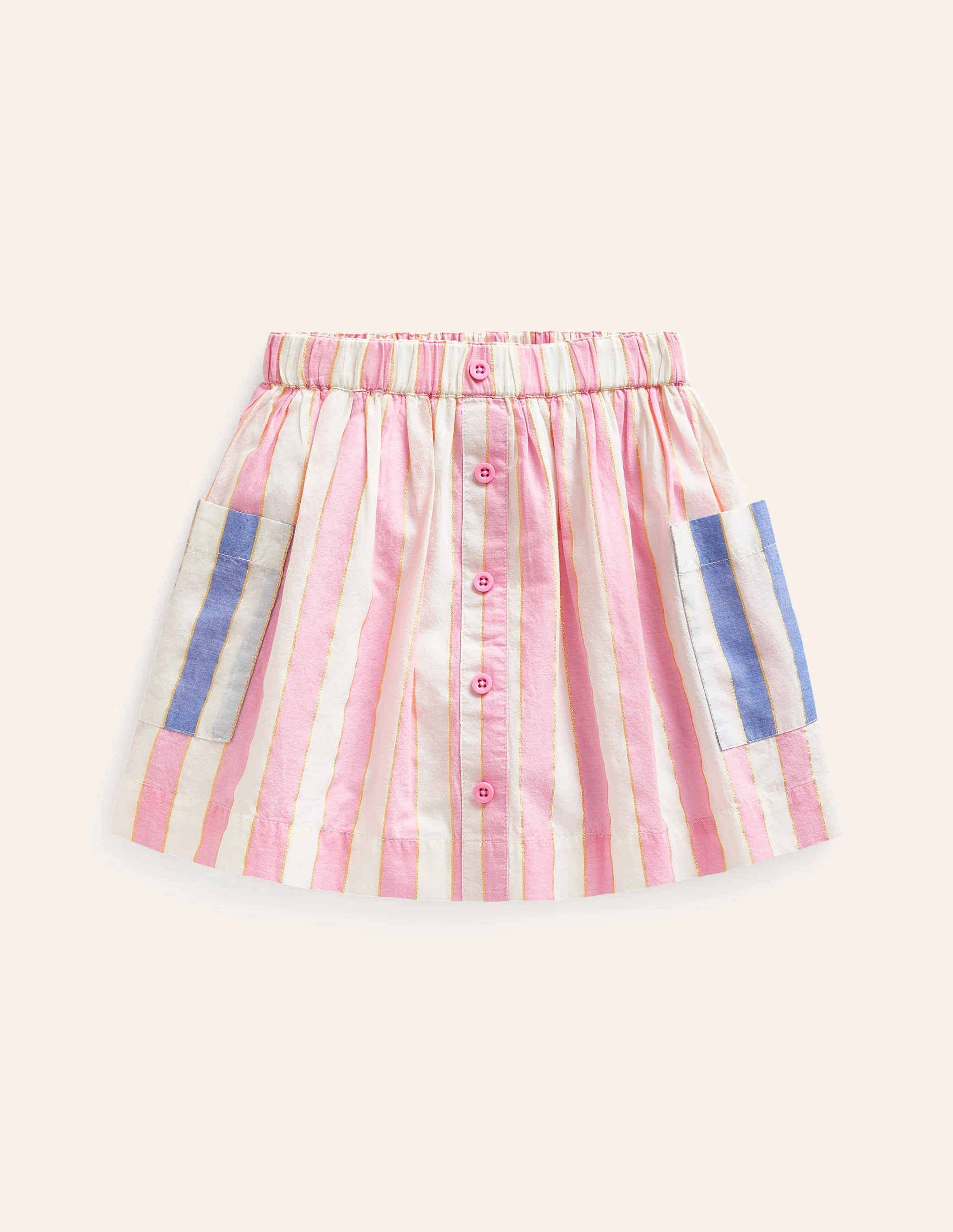 Pull On Twirly Skirt-Pink Lurex Stripe