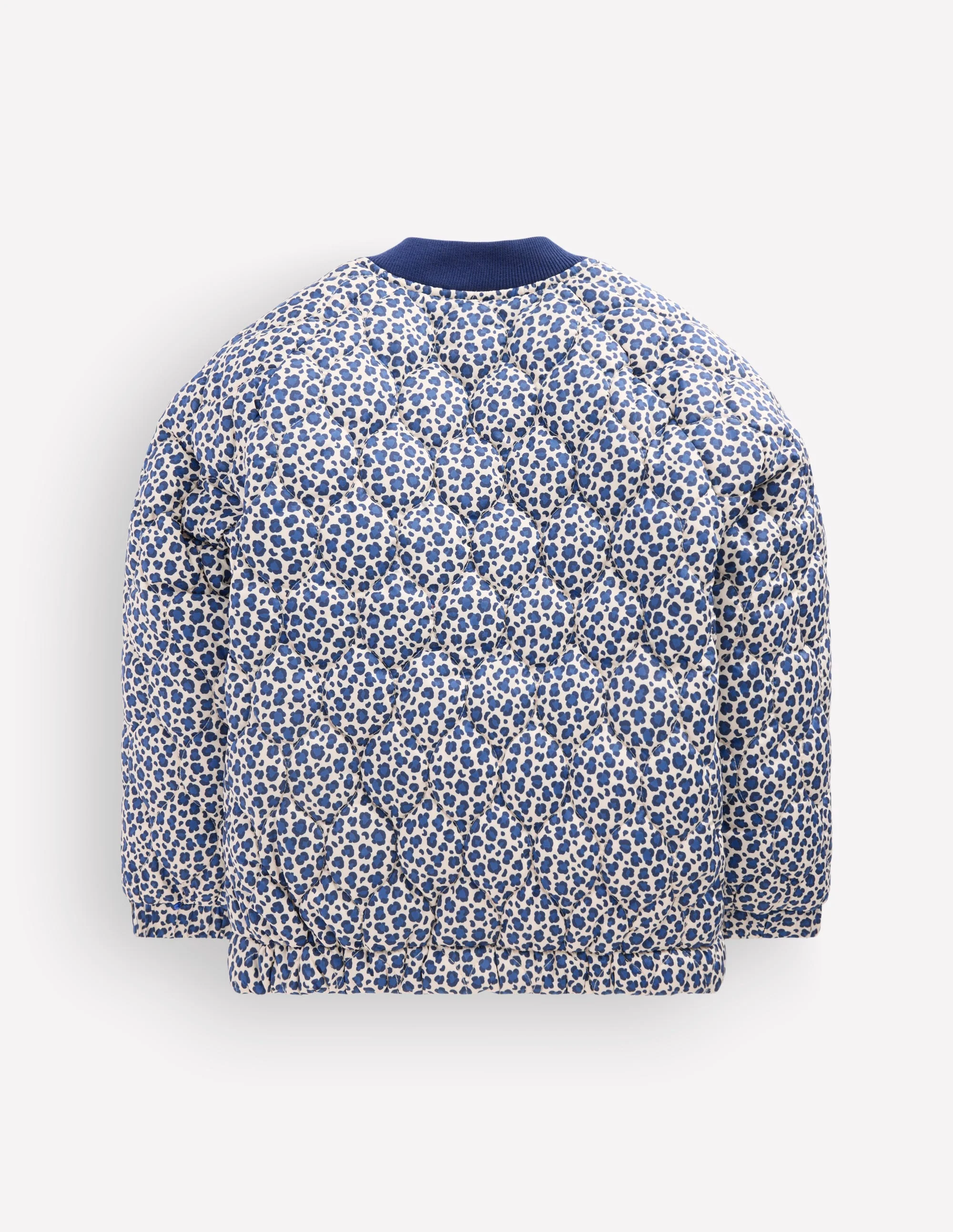 Quilted Bomber Jacket-Calico White/ Blue Leopard - Image 2