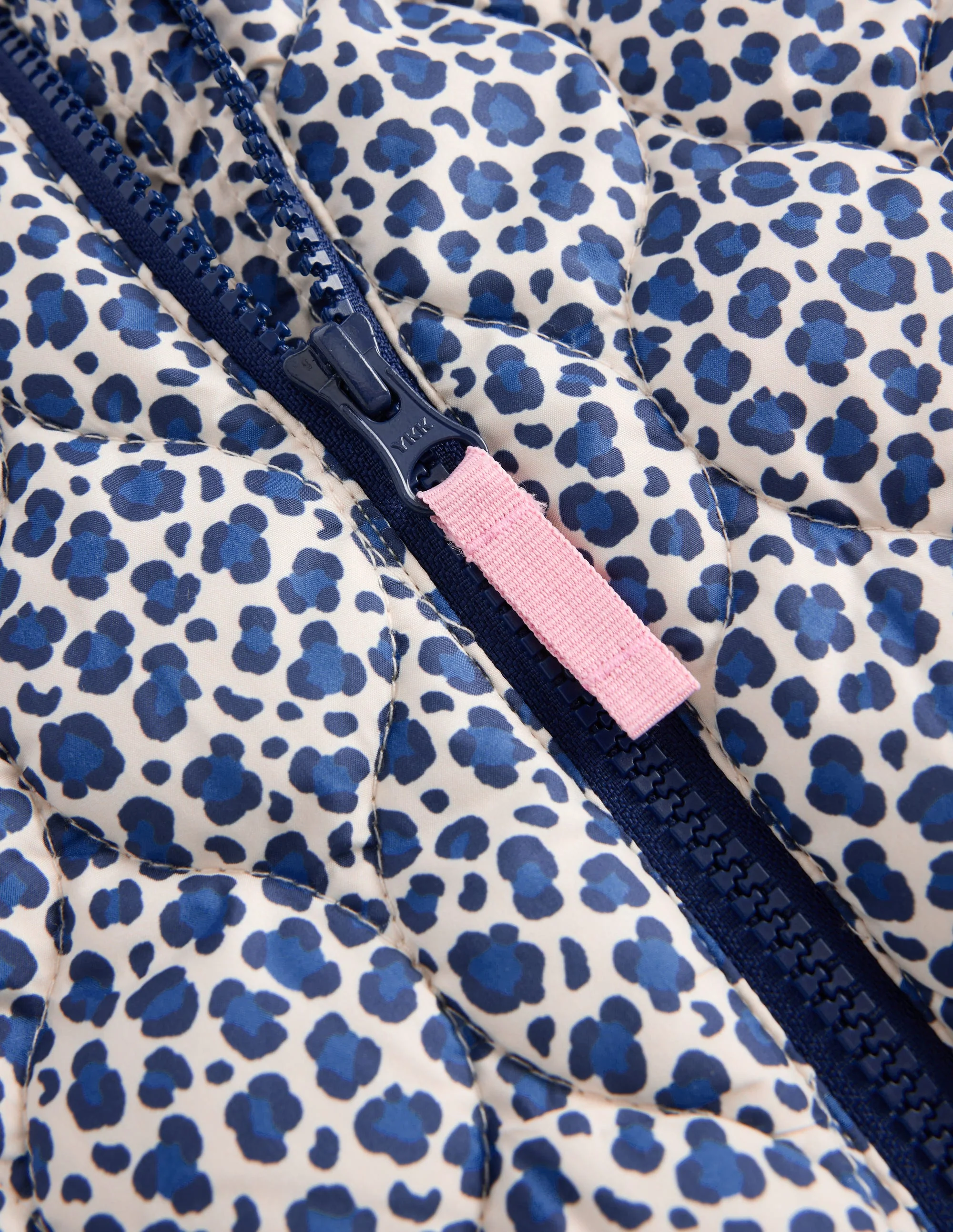 Quilted Bomber Jacket-Calico White/ Blue Leopard - Image 5