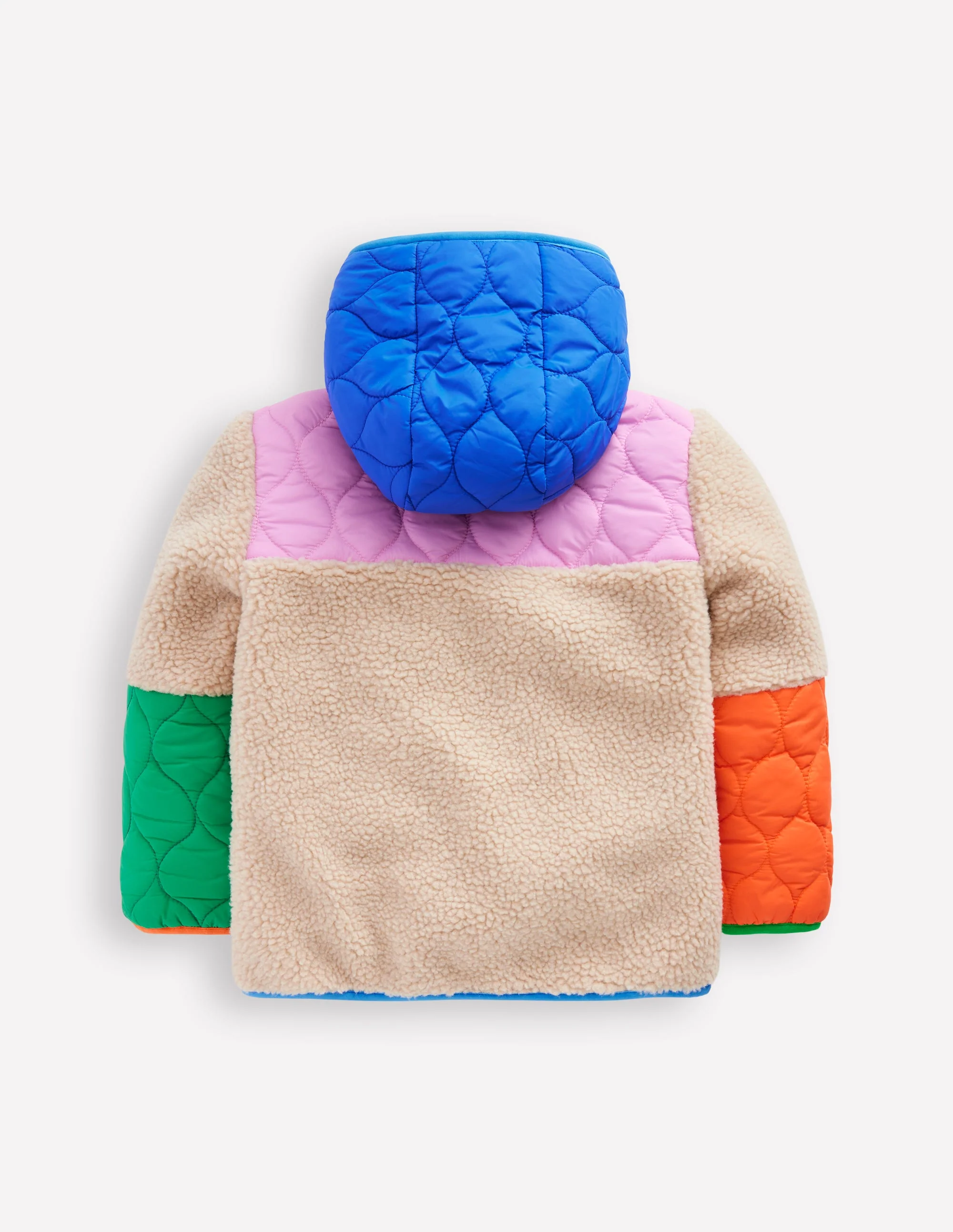 Quilted Borg Mix Jacket-Multi Colourblock - Image 2