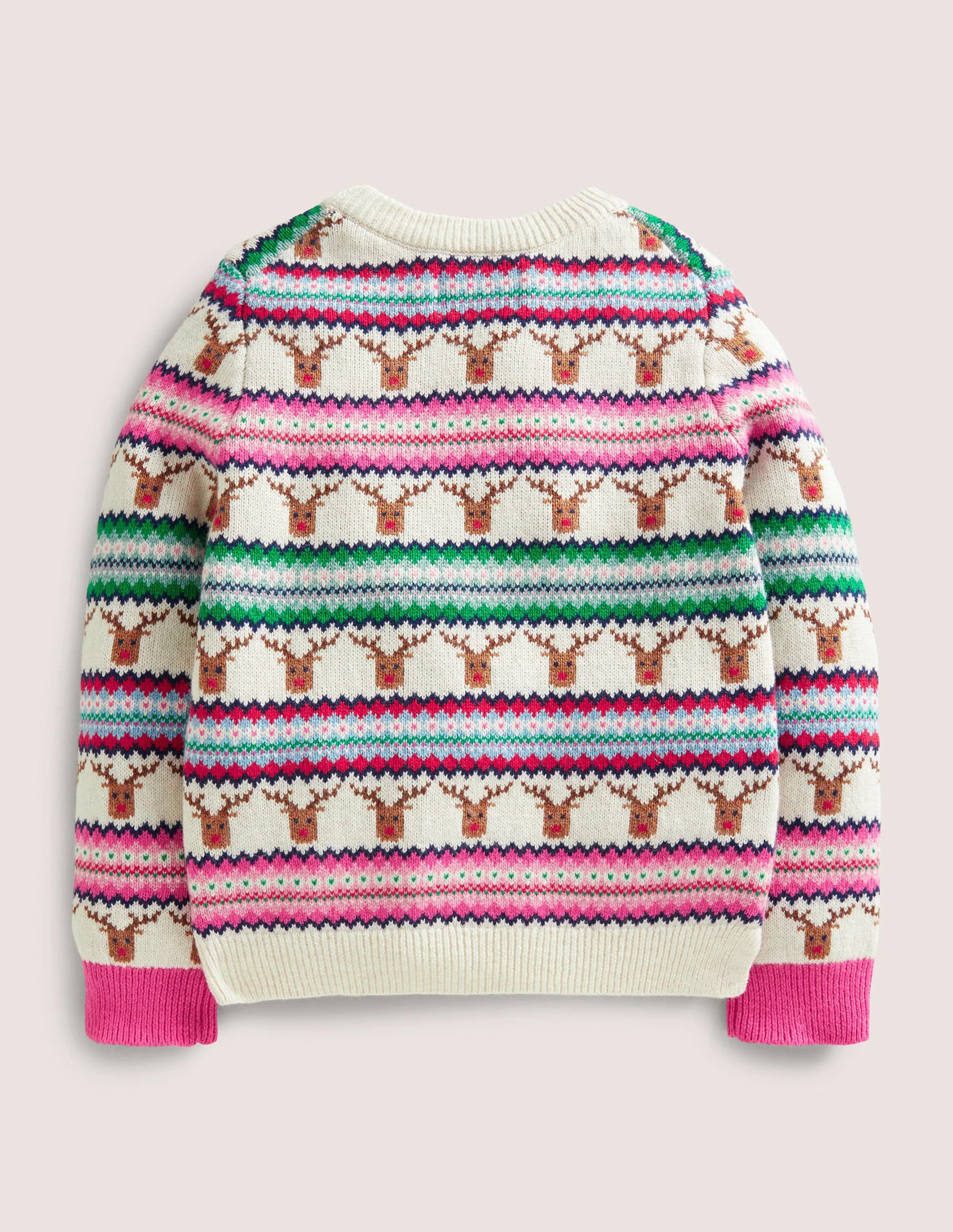 Reindeer Fair Isle Christmas Jumper-Multi Stripe Reindeer - Image 2