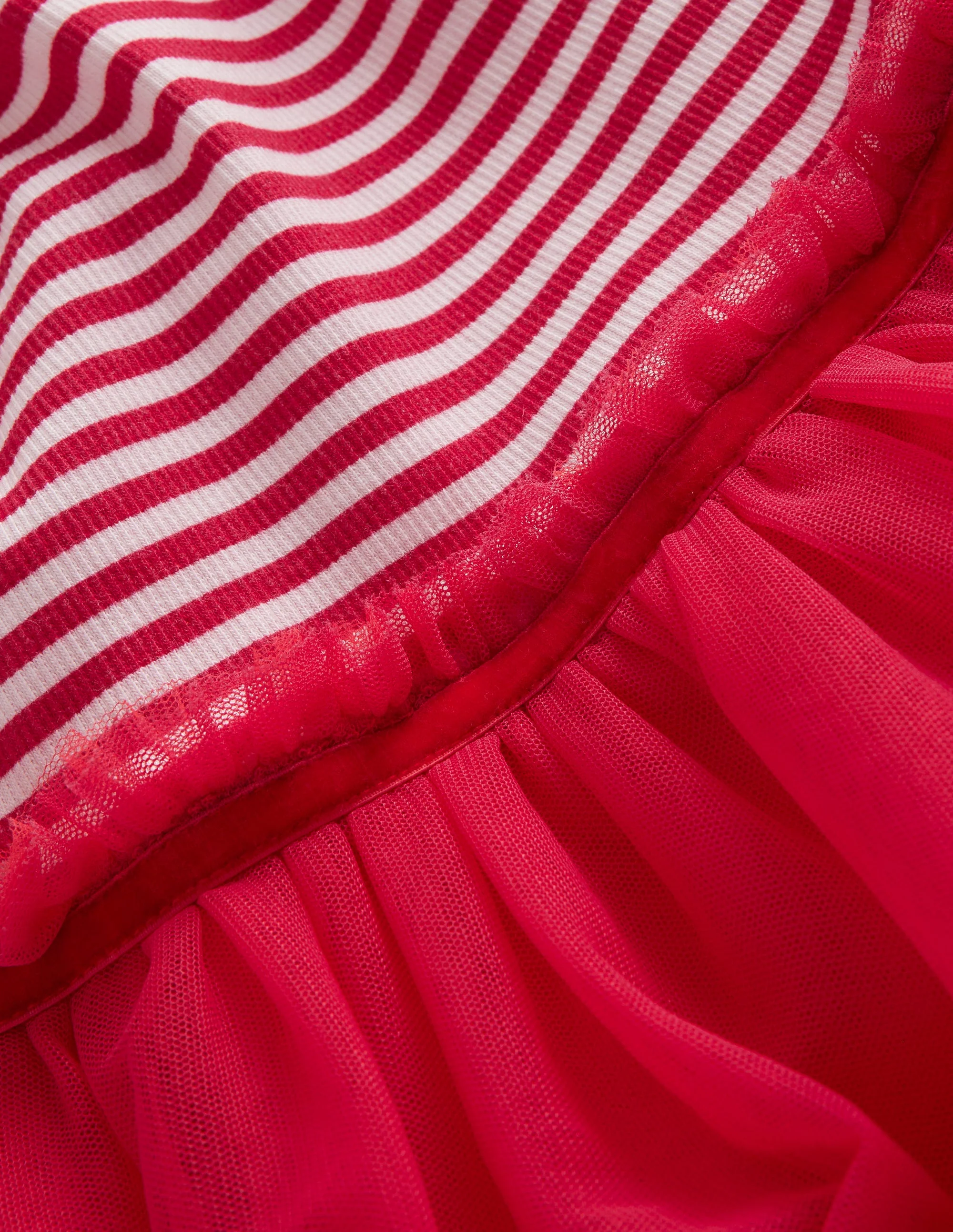 Rib Jersey Tulle Dress-Pink - Image 3