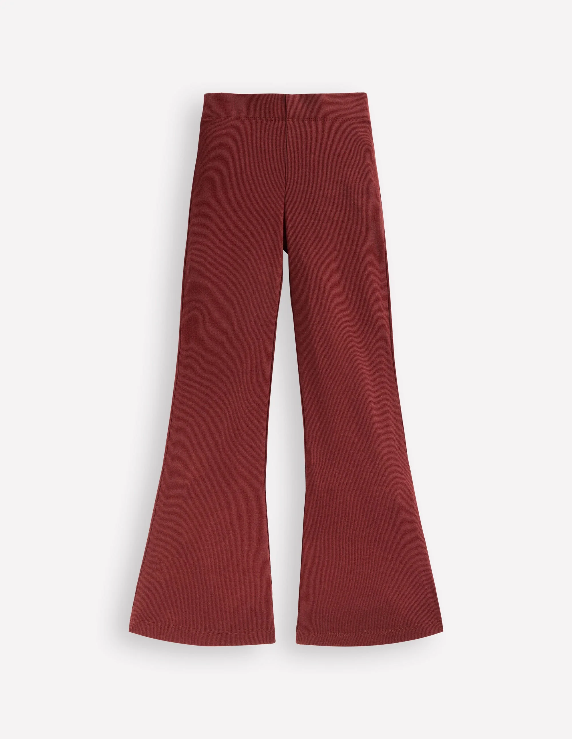 Ribbed Flare Leggings-Chestnut