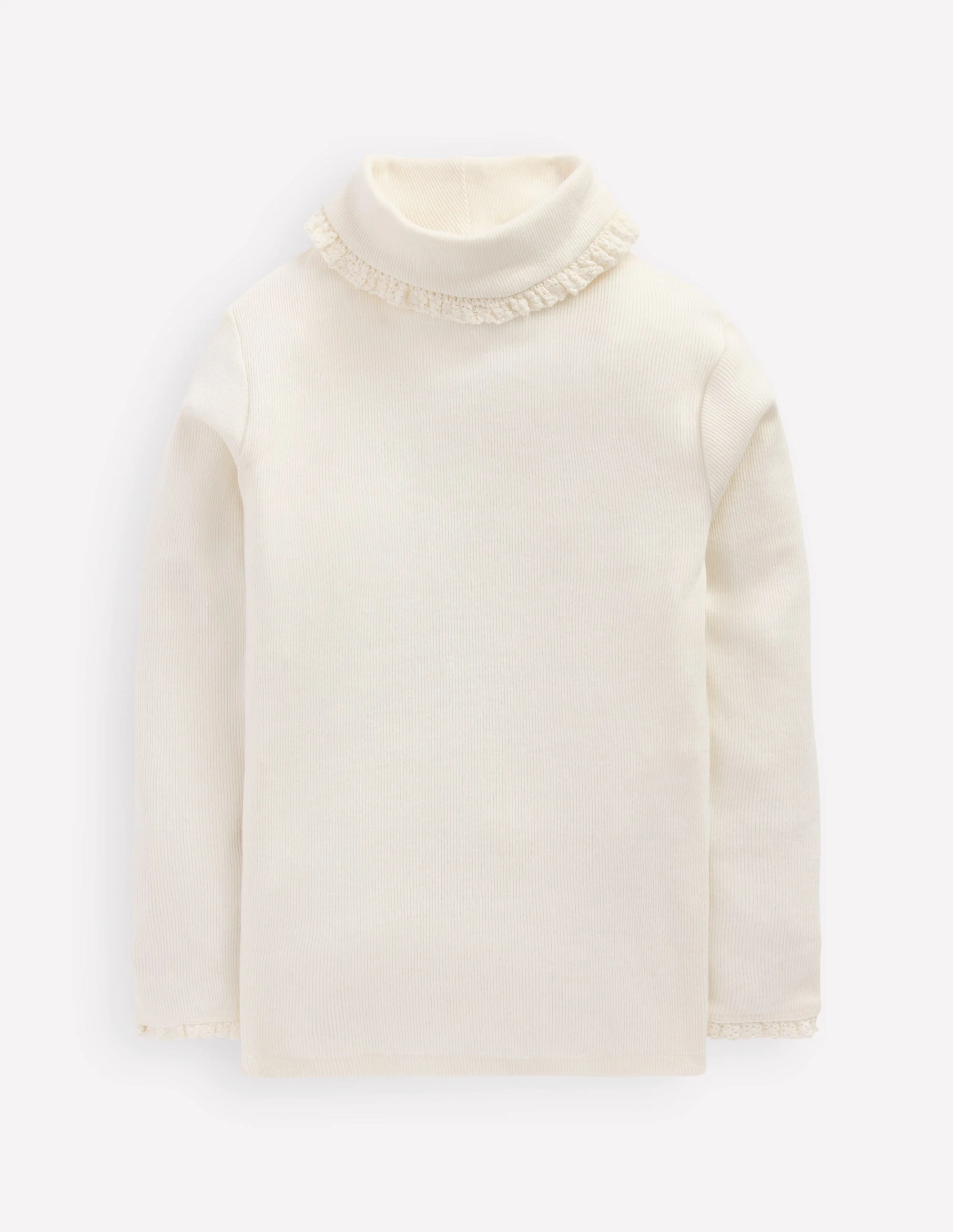 Ribbed Roll Neck Top-Ivory - Image 4