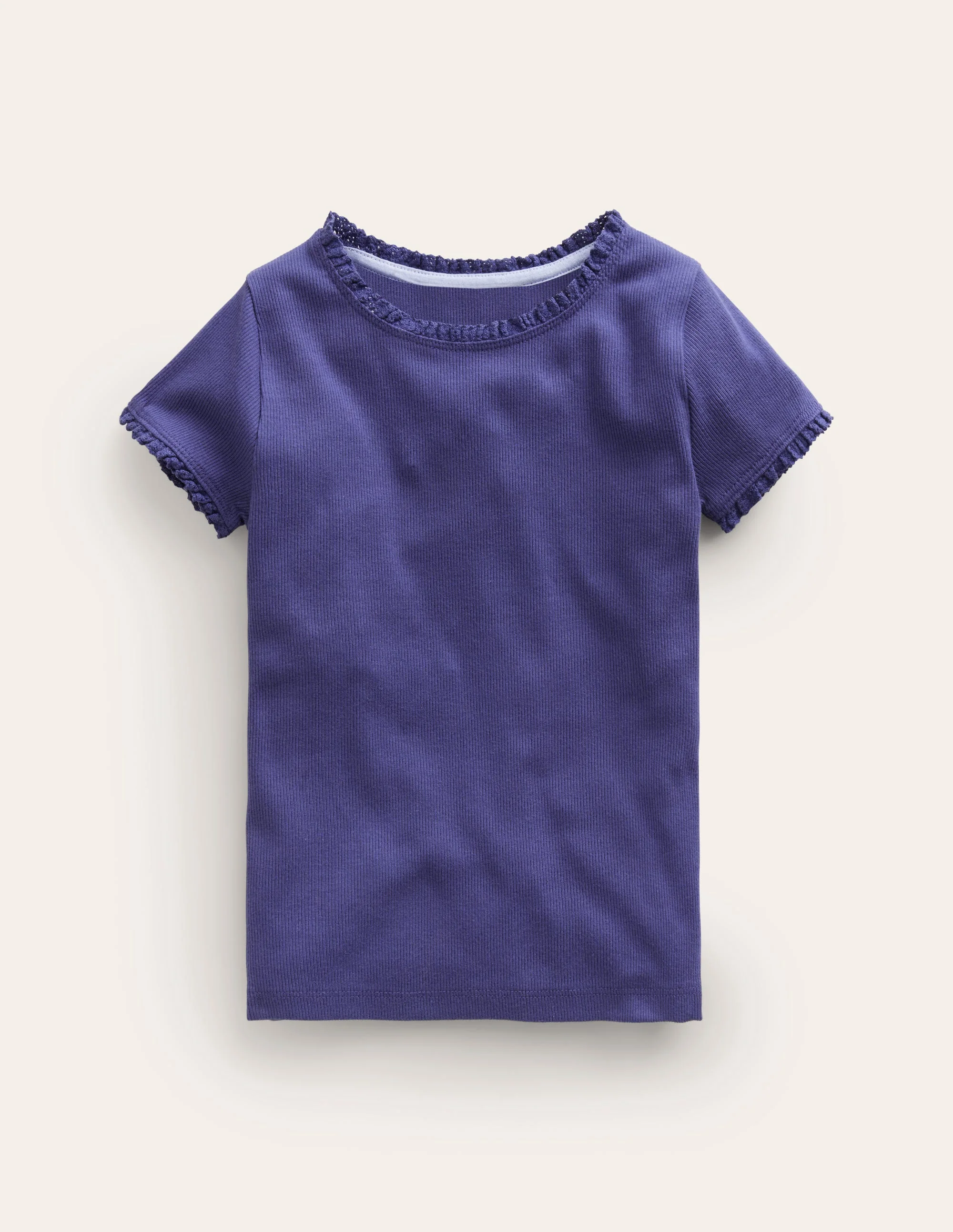 Ribbed Short Sleeve T-Shirt-Starboard Blue
