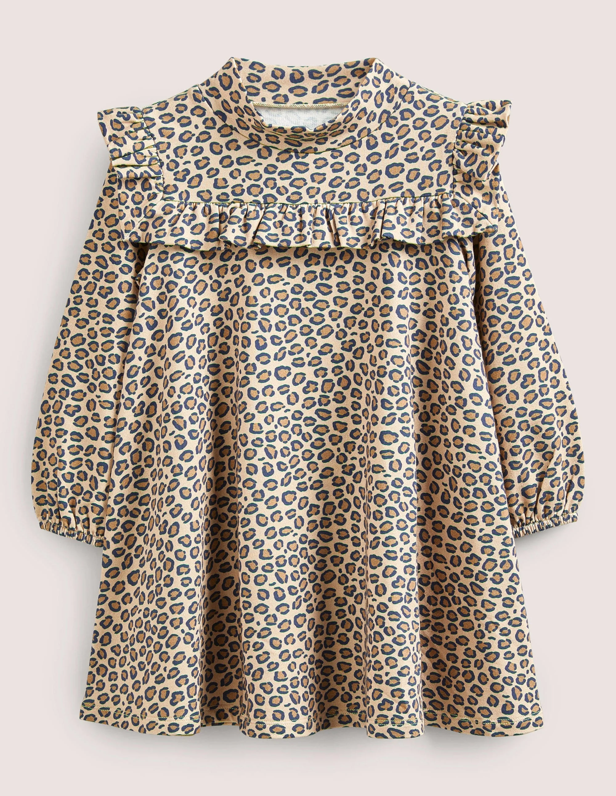 Roll Neck Midi Dress-Leopard