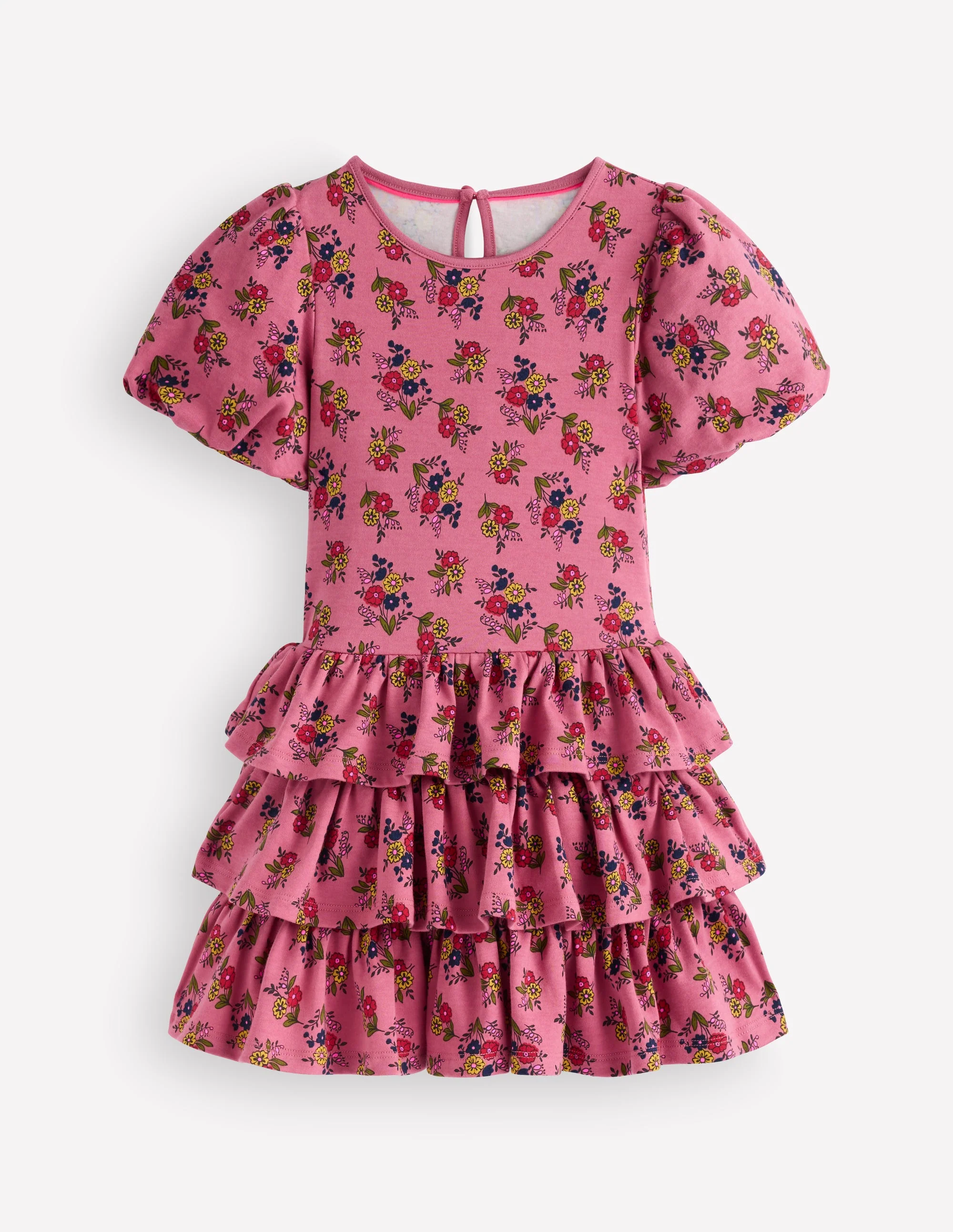 Ruffle Skirt Jersey Dress-Formica Pink Floral Bunches - Image 2