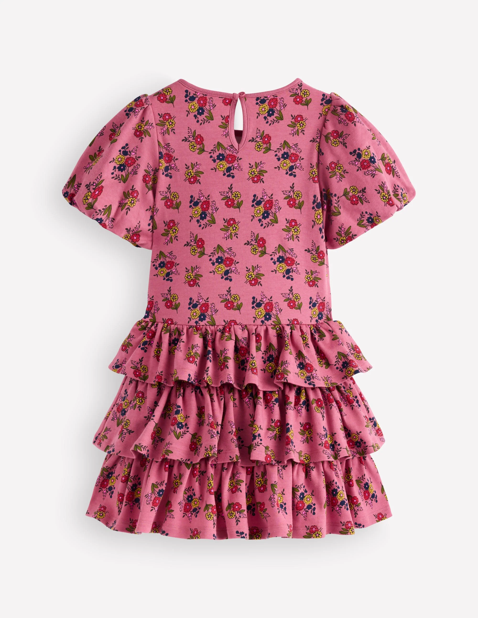 Ruffle Skirt Jersey Dress-Formica Pink Floral Bunches - Image 3