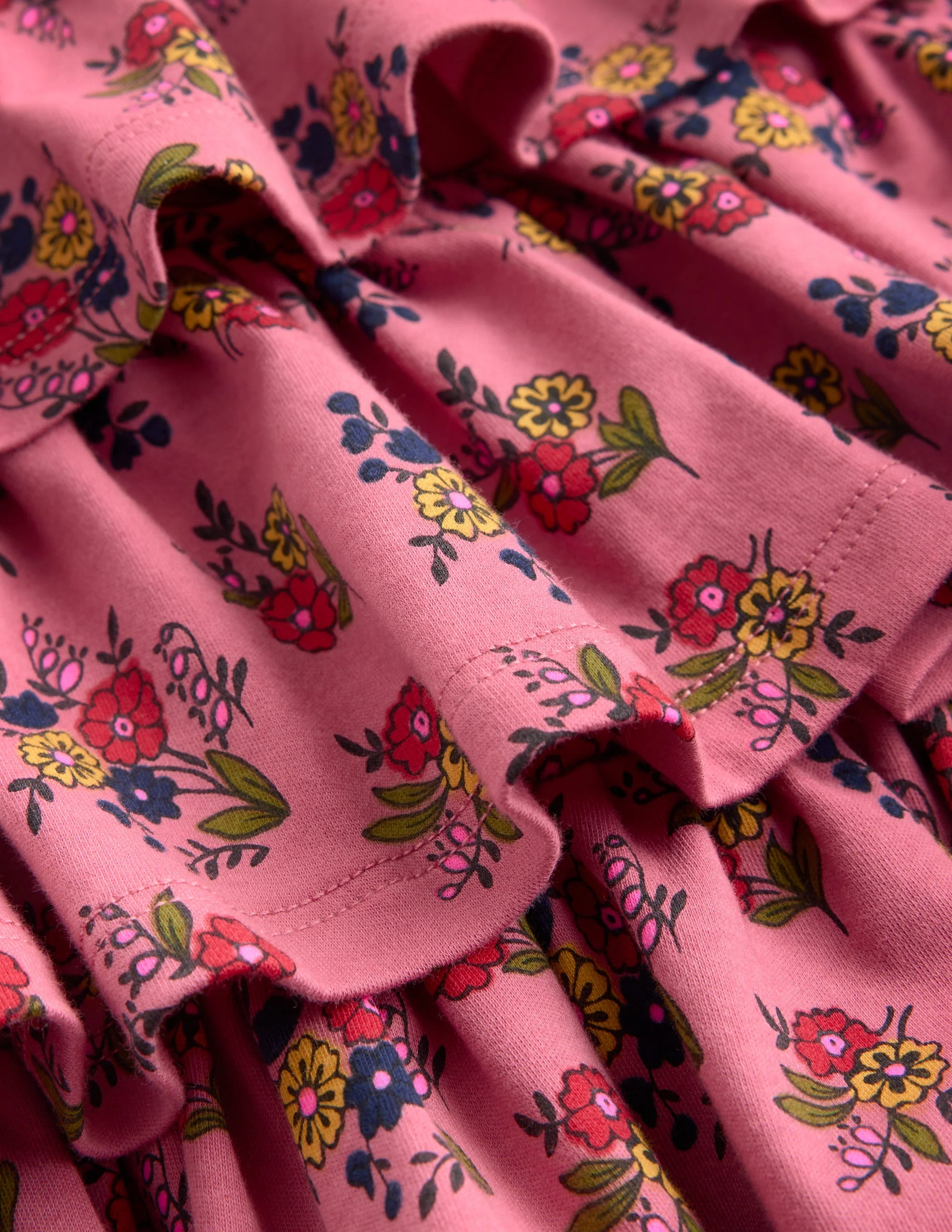 Ruffle Skirt Jersey Dress-Formica Pink Floral Bunches - Image 4