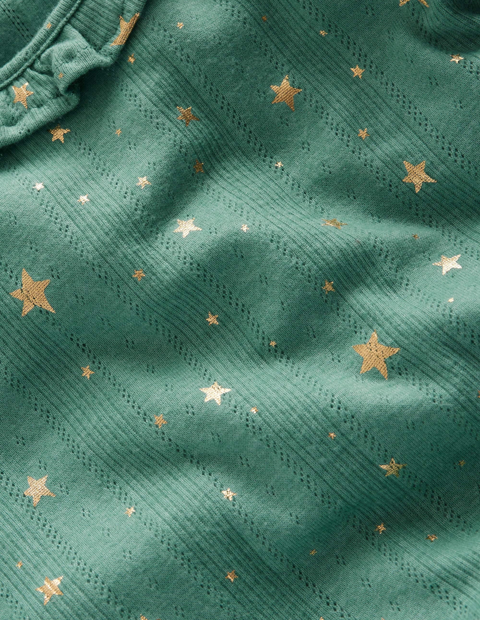 Ruffle Sparkle Pointelle-Eucalyptus Gold Foil Star - Image 3