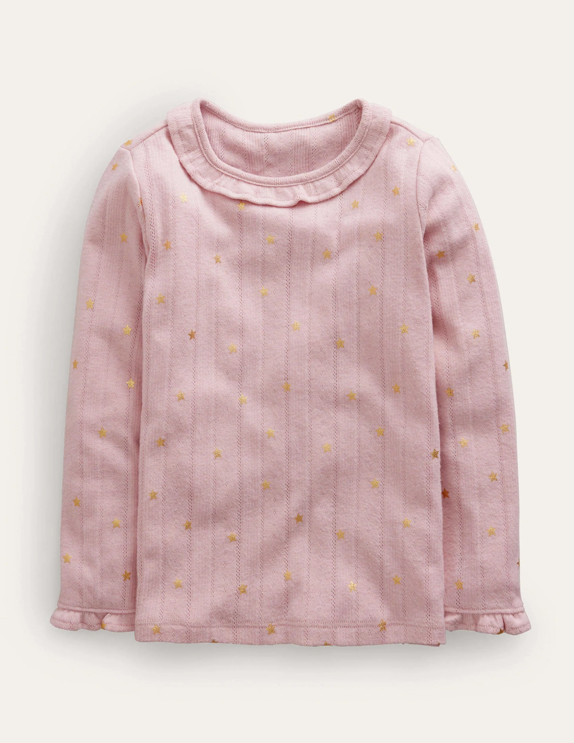 Ruffle Sparkle Pointelle-French Pink Gold Star