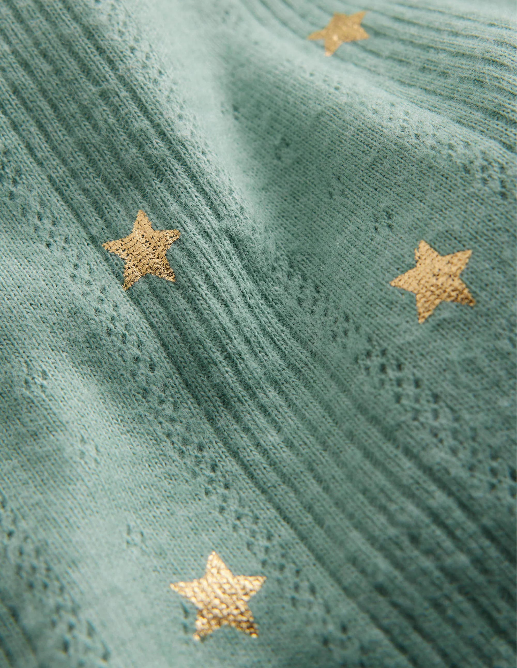 Ruffle Sparkle Pointelle-Green Smoke Confetti Star - Image 3