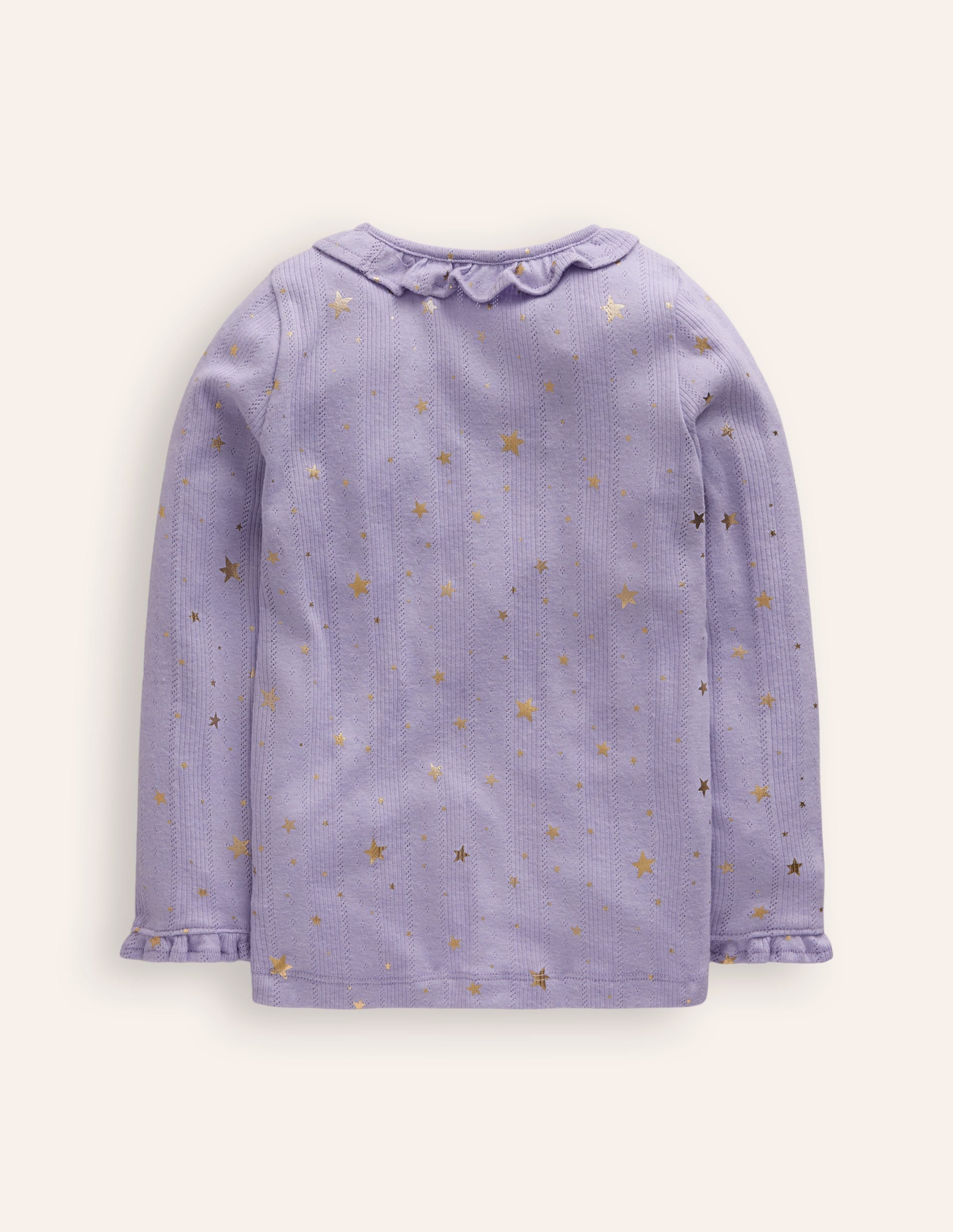 Ruffle Sparkle Pointelle-Misty Lavender Gold Foil Star - Image 2