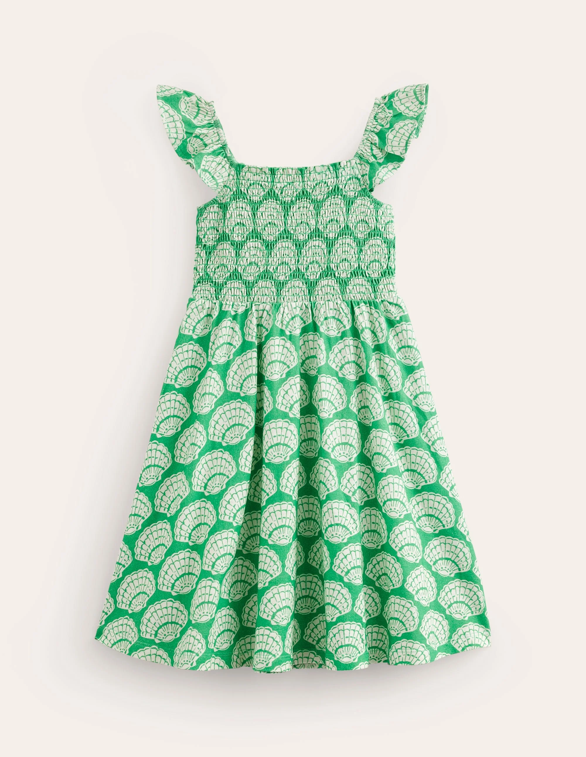 Shirred Jersey Dress-Pea Green Seashells - Image 2