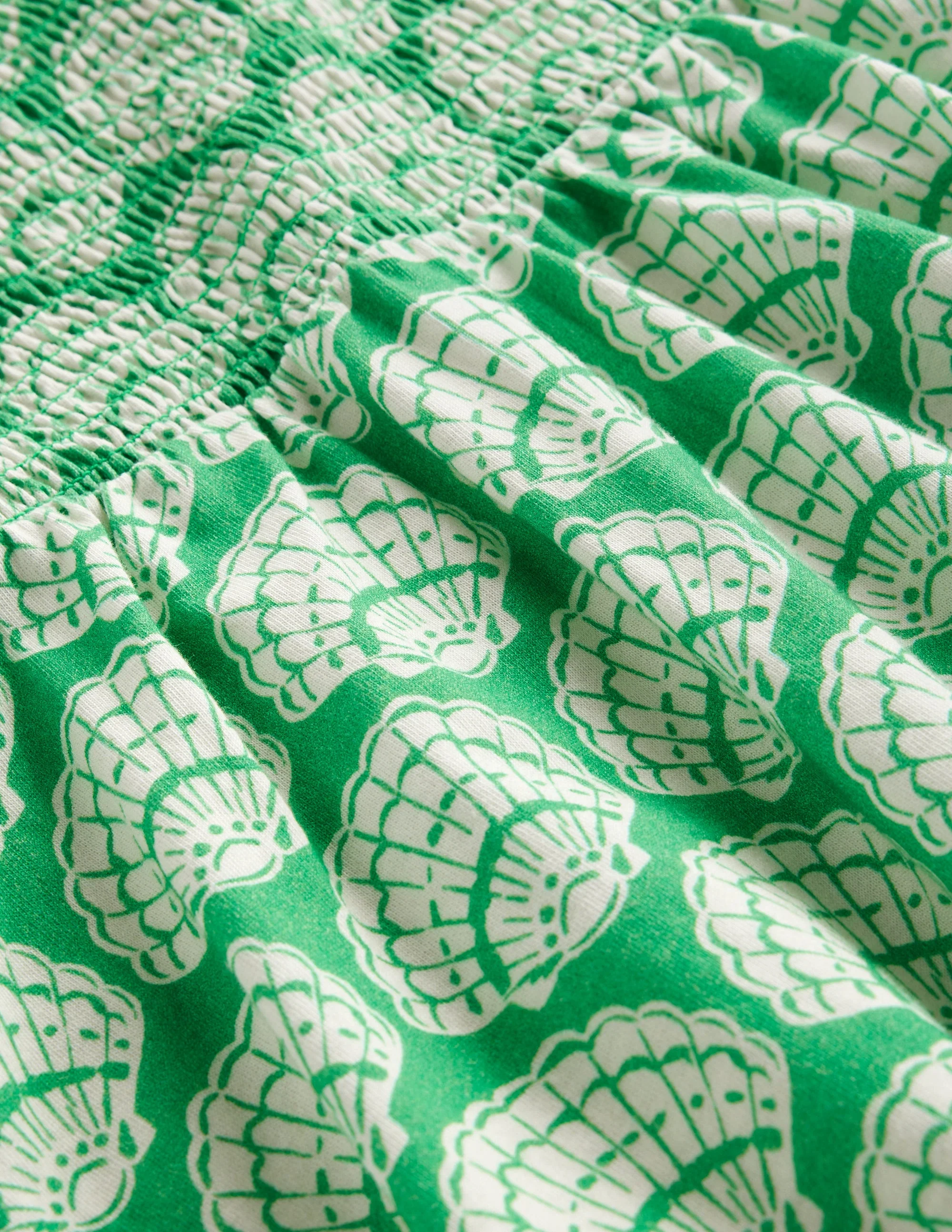 Shirred Jersey Dress-Pea Green Seashells - Image 3