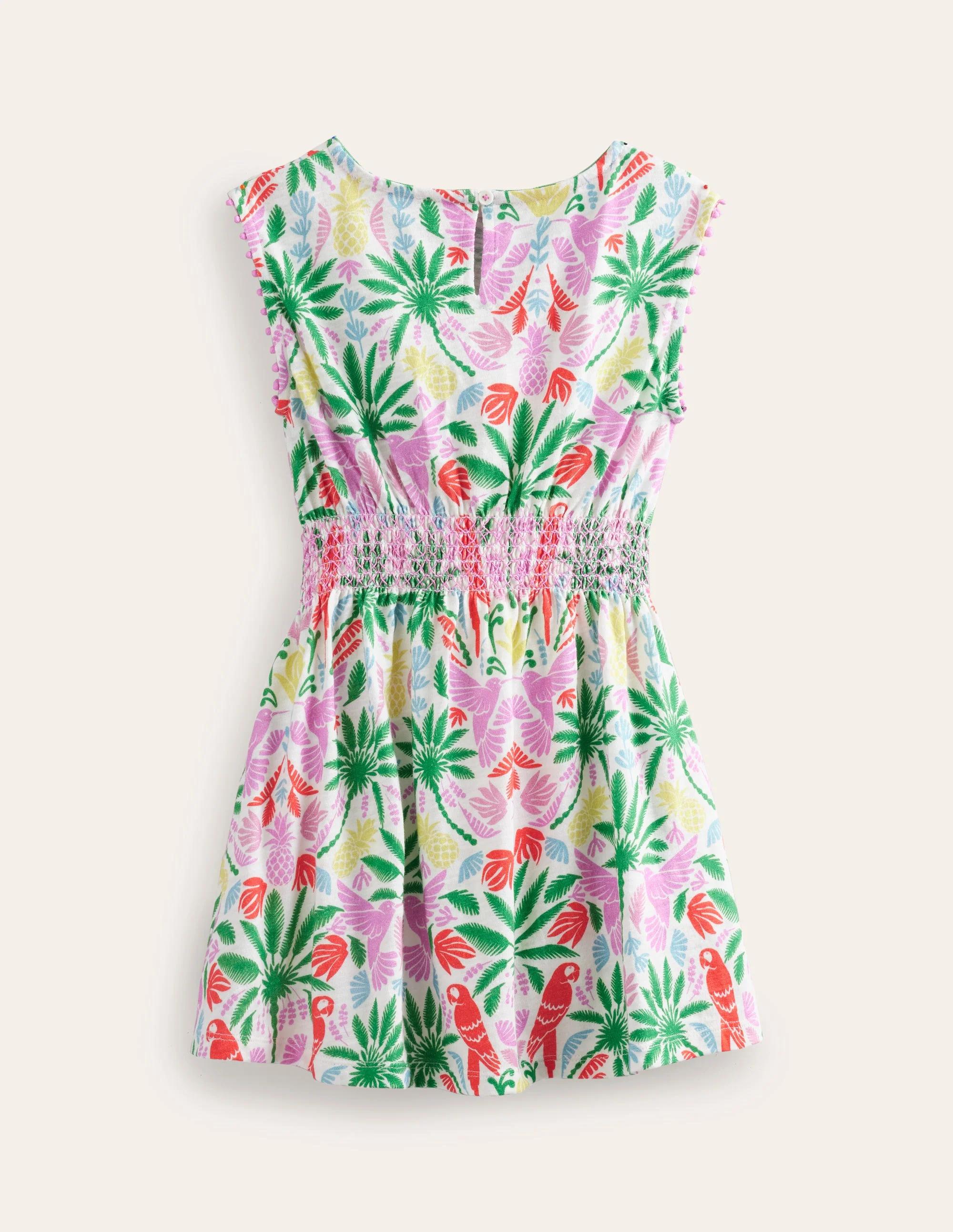 Shirred Waist Jersey Dress-Multi Rainbow Palm - Image 5