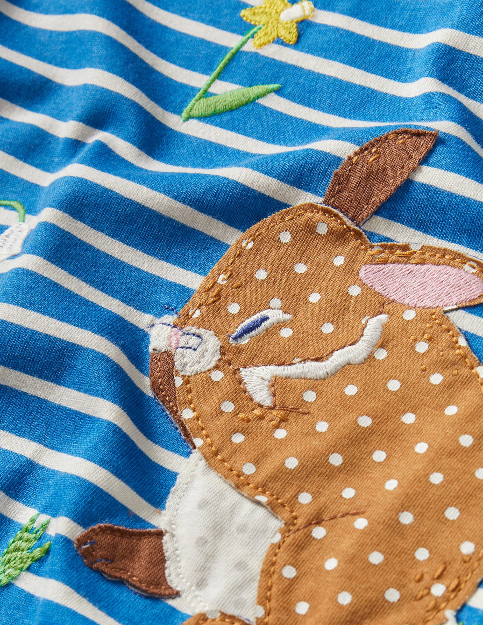 Short Sleeve Embroidered Dress-Bright Marina Blue Bunny - Image 3