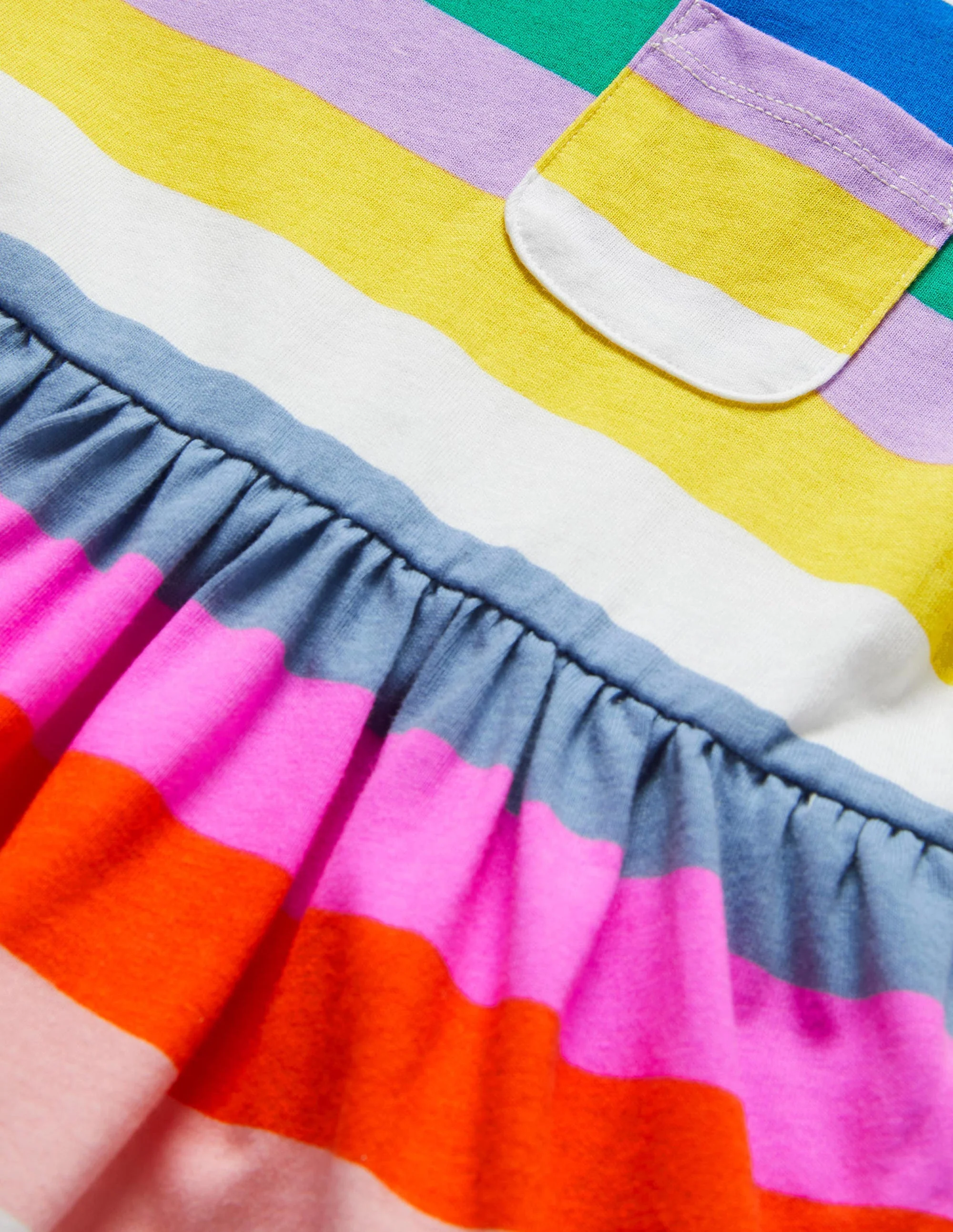Short Sleeve Fun Jersey Dress-Multi Rainbow Stripe - Image 3