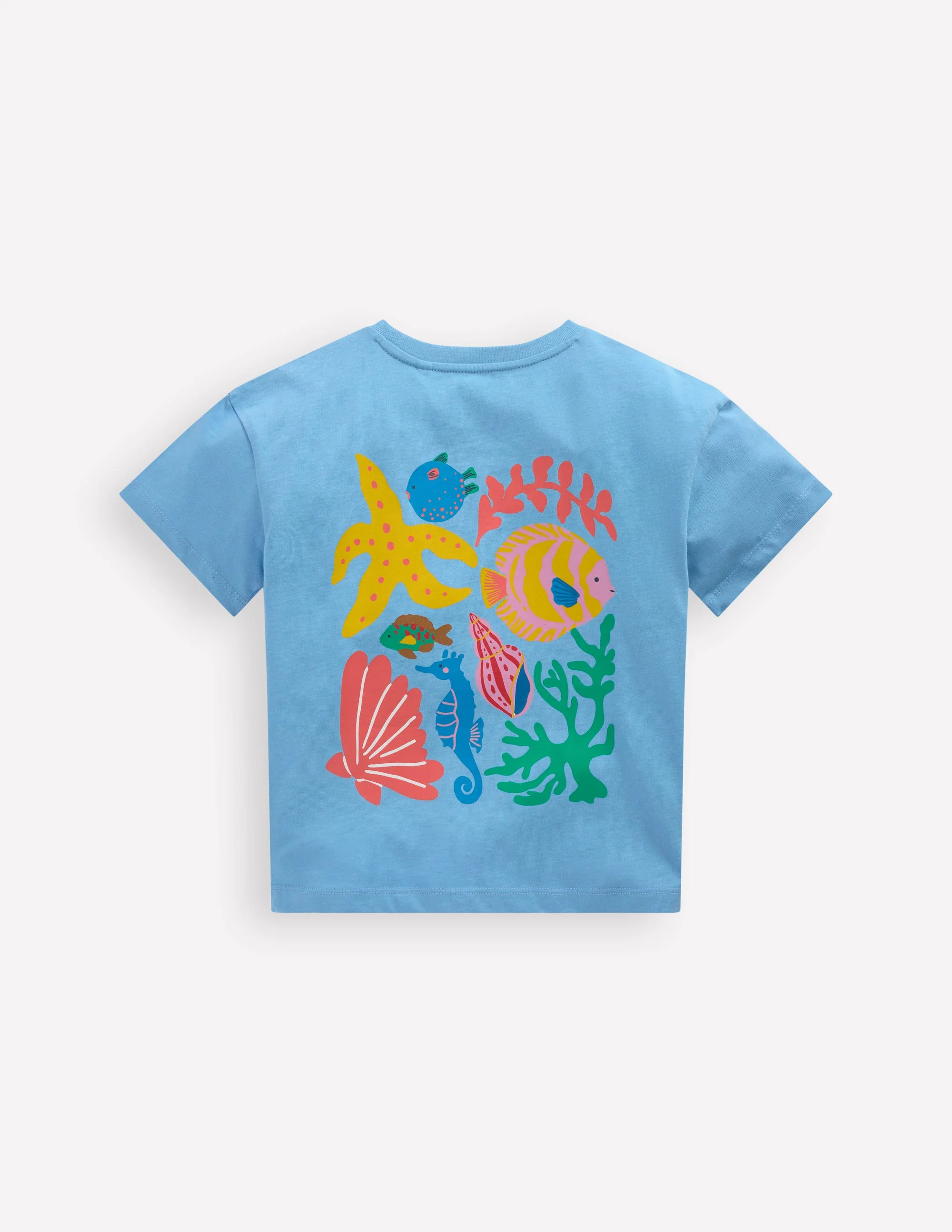 Short Sleeve Printed T-Shirt-Blue Sealife - Image 2