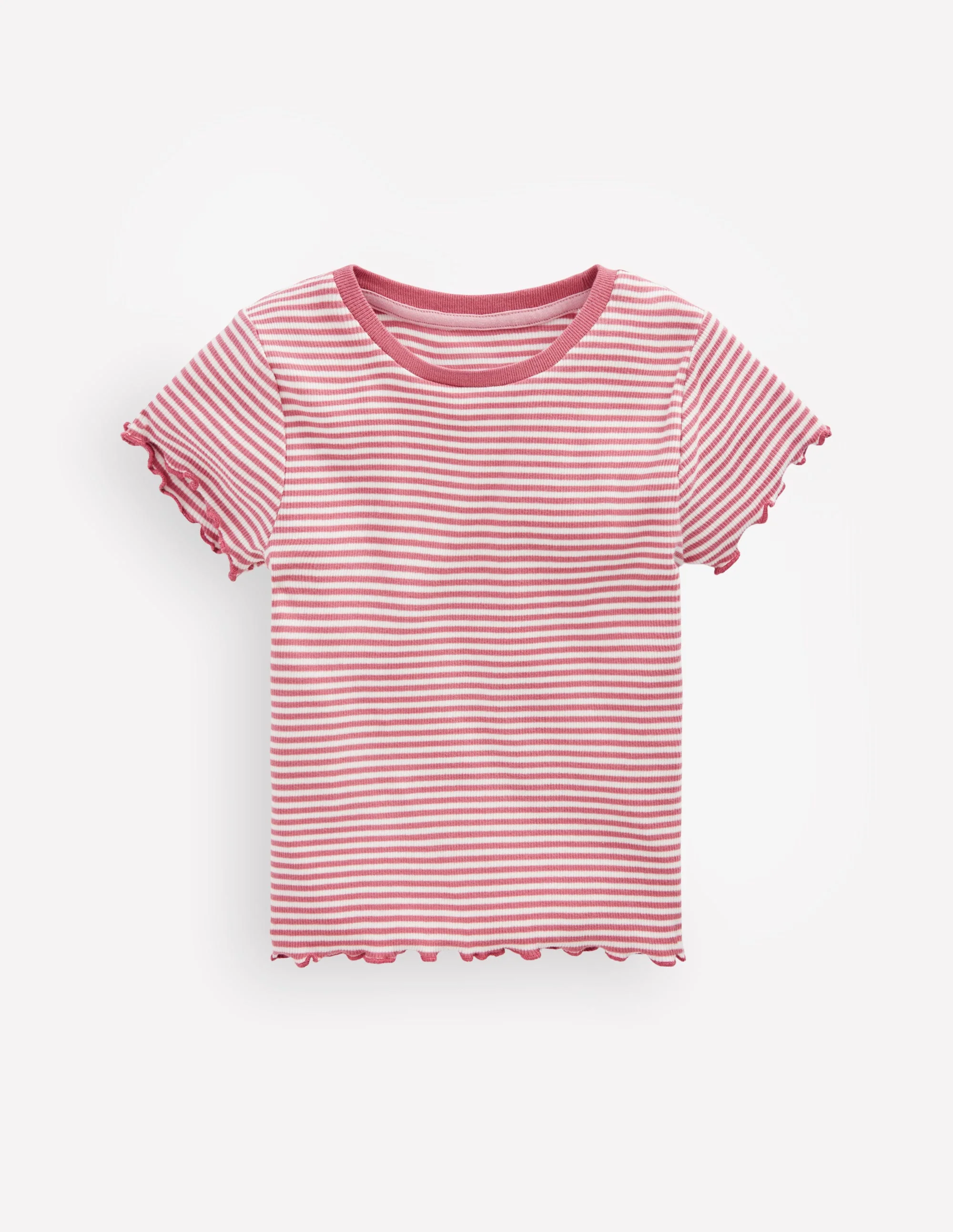 Short Sleeve Rib T-Shirt-Pink Stripe - Image 2