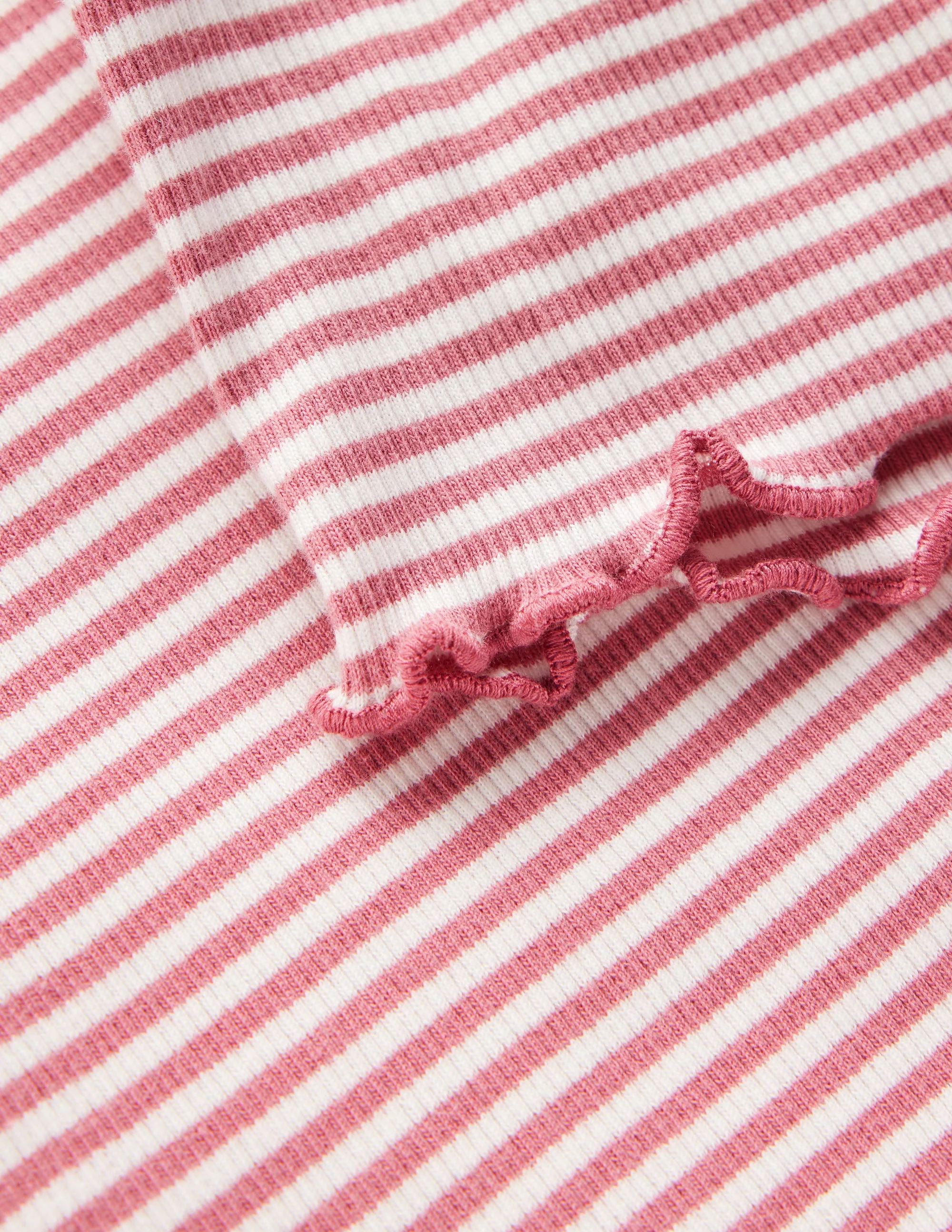 Short Sleeve Rib T-Shirt-Pink Stripe - Image 4