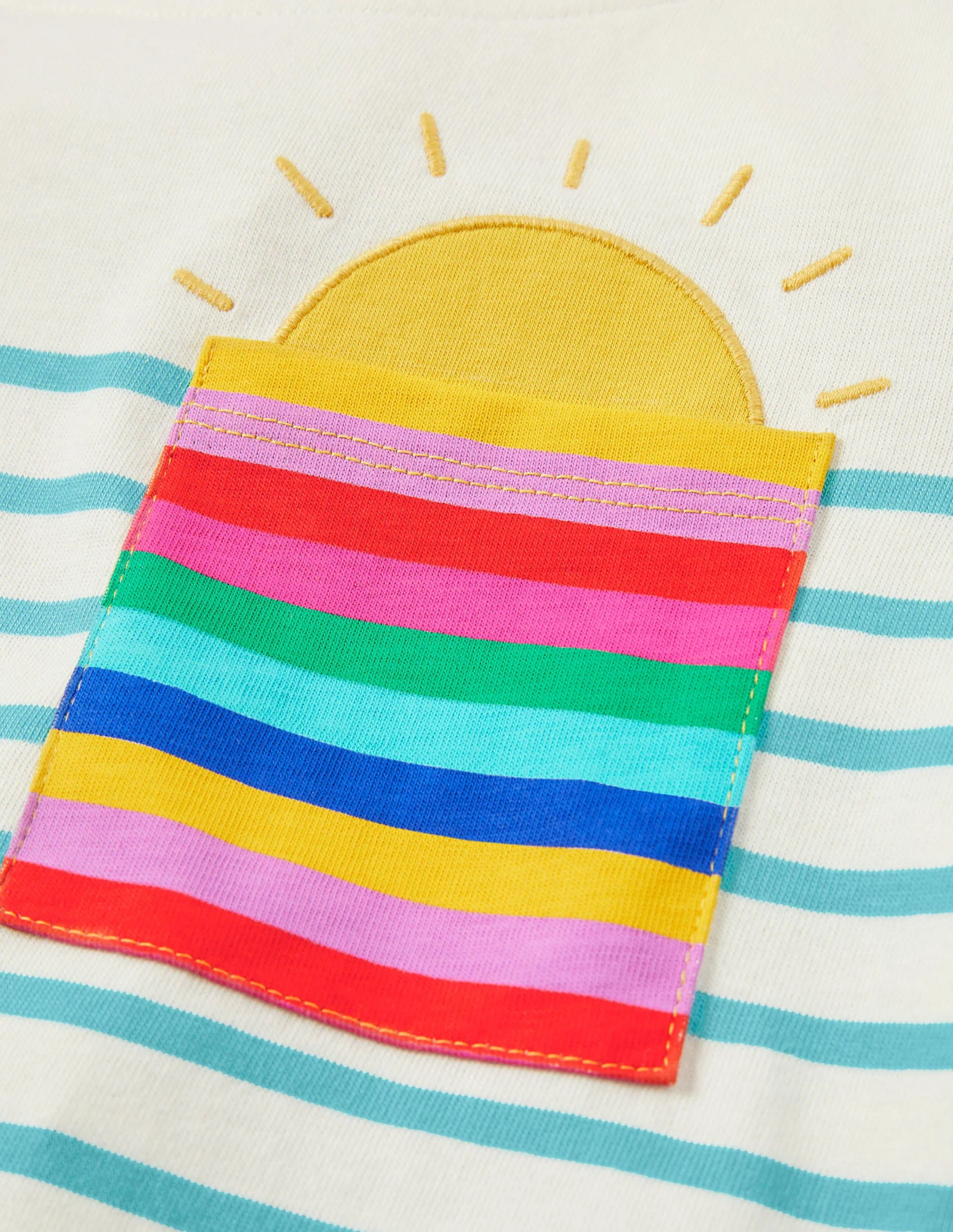 Short-sleeved Breton-Ivory/Blue Rainbow Pocket - Image 3