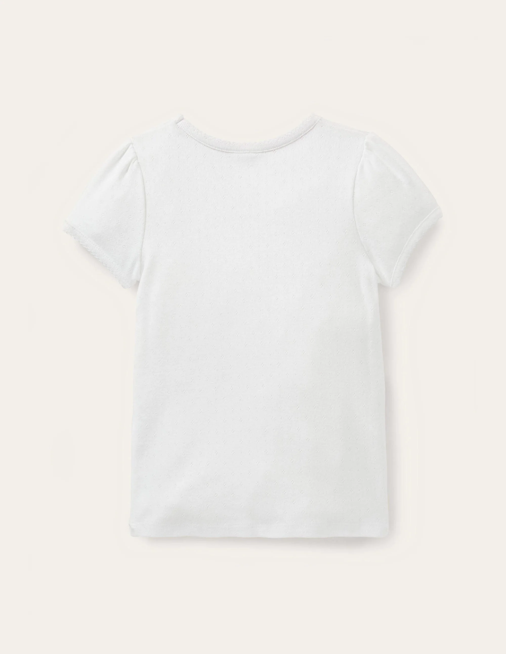 Short-sleeved Pointelle Top-White - Image 2