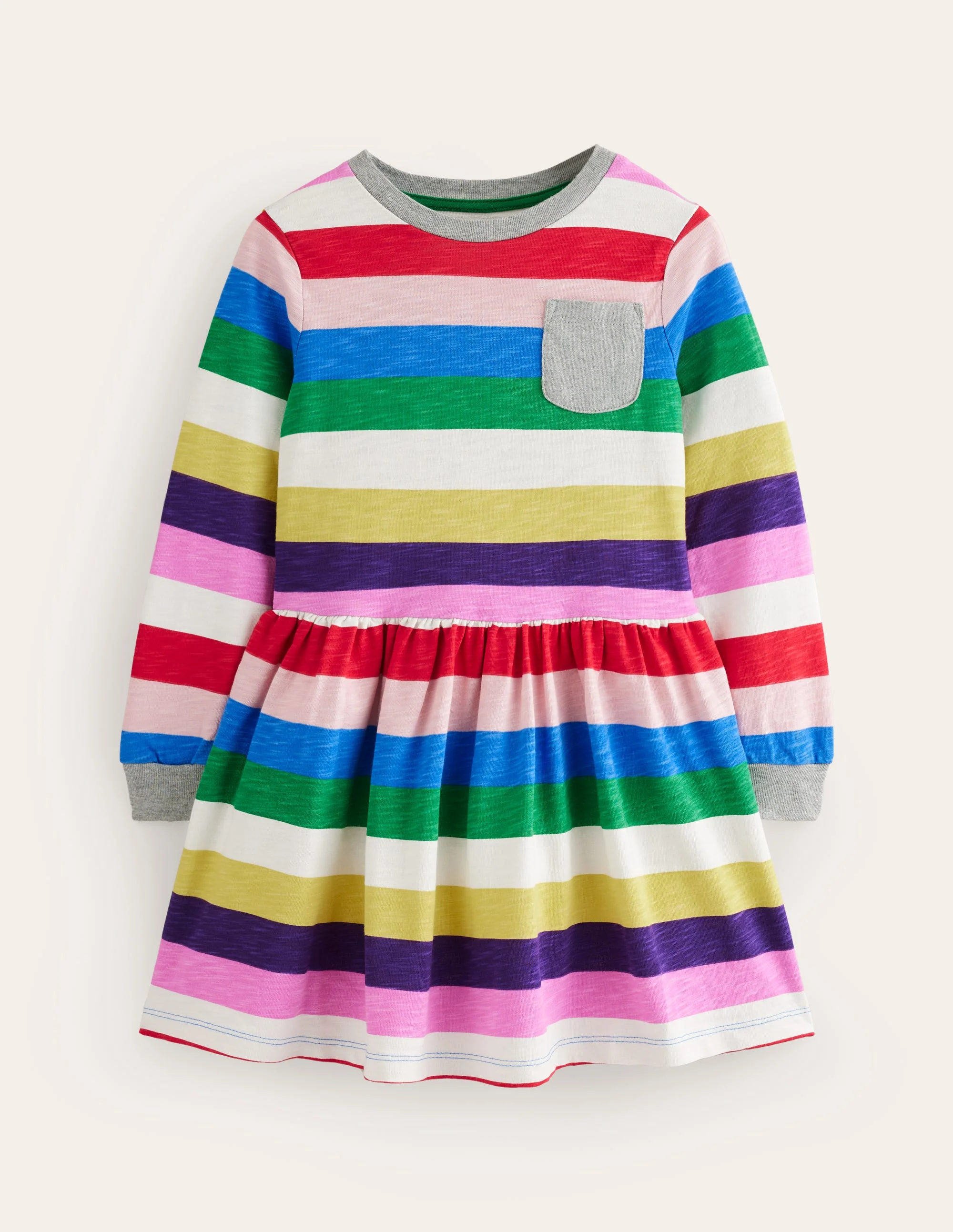 Slub Stripe Jersey Dress-Multi Stripe