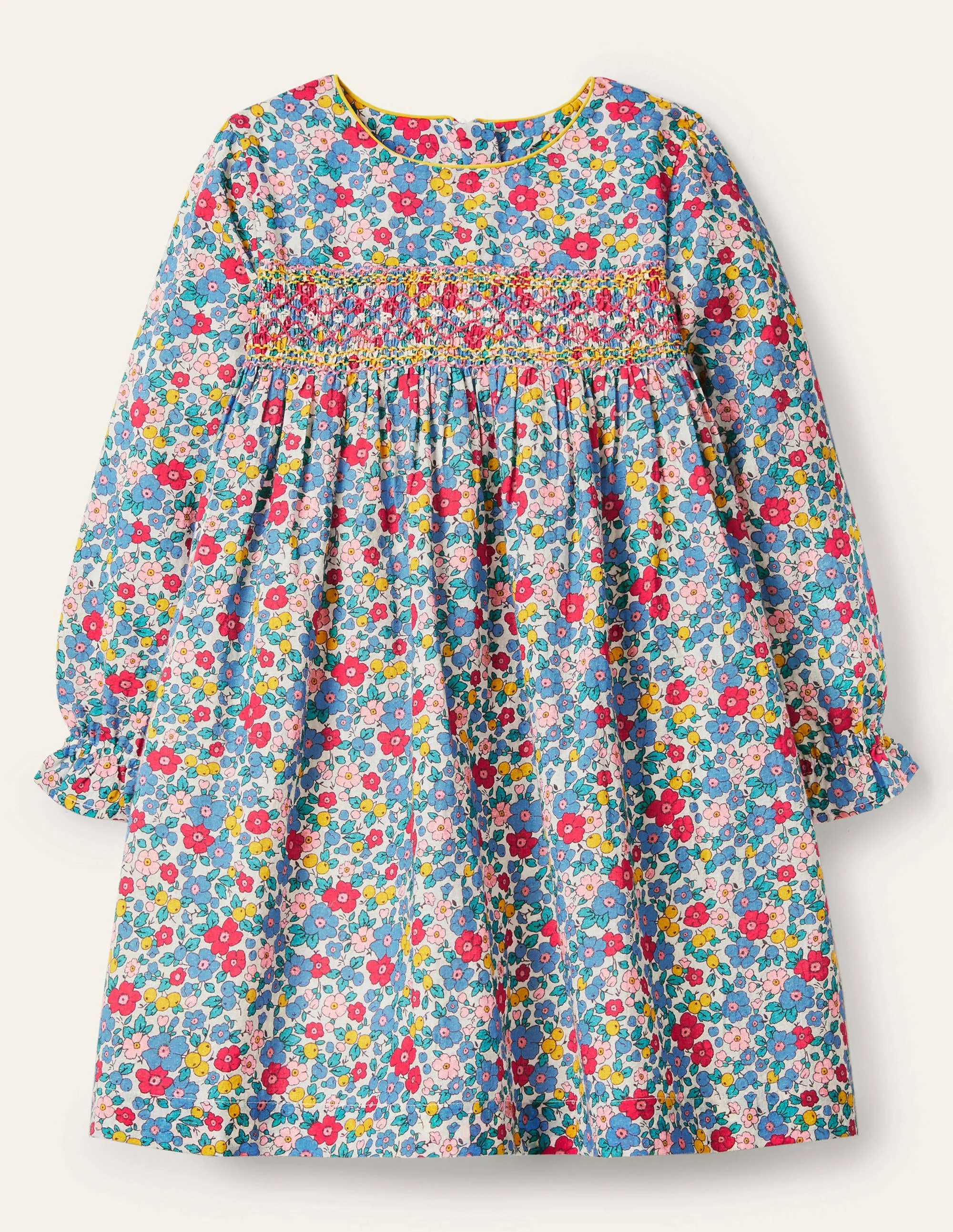 Smocked Dress-Multi Apple Blossom Floral