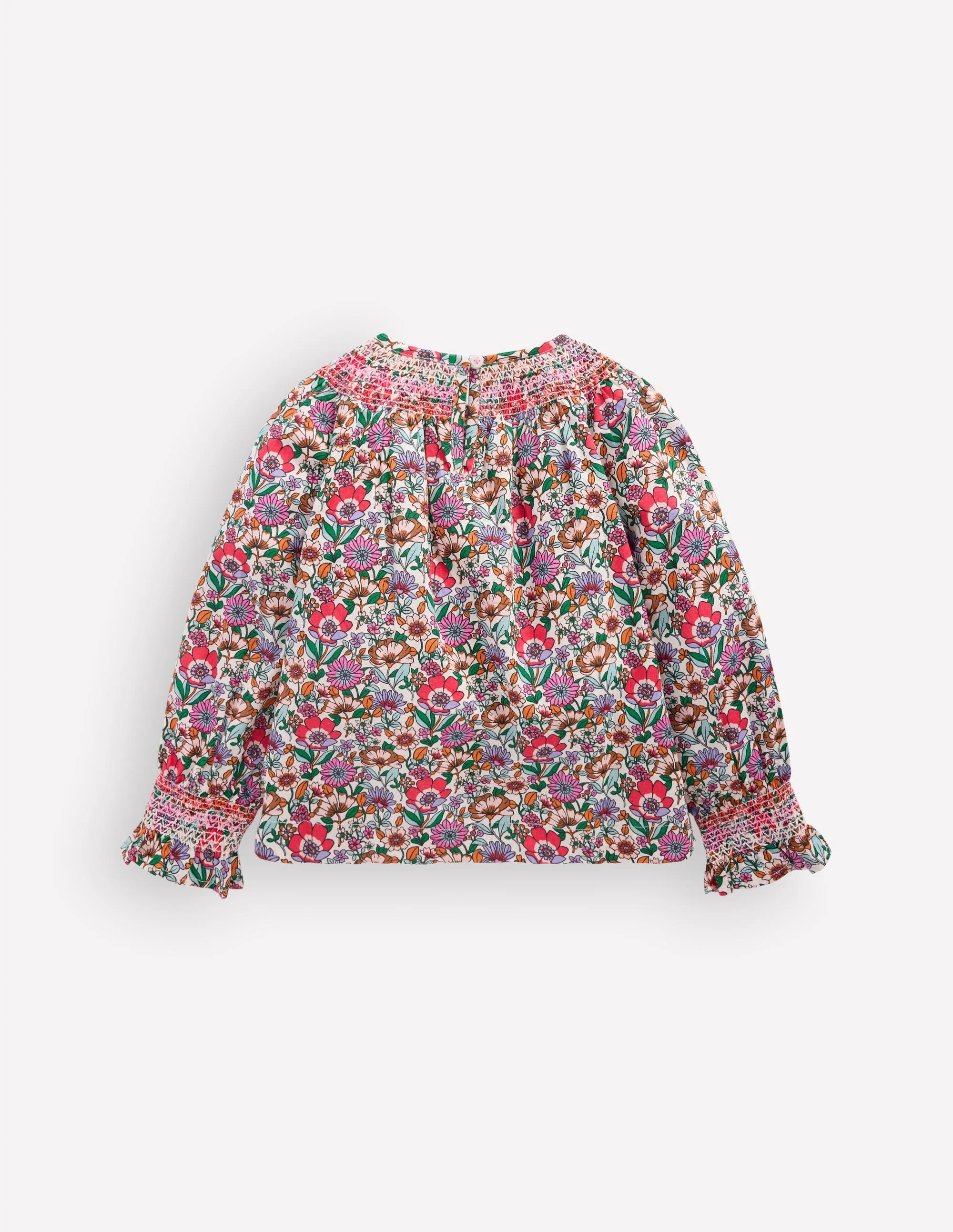 Smocked Printed Blouse-Soft Cream Floral Field - Image 3