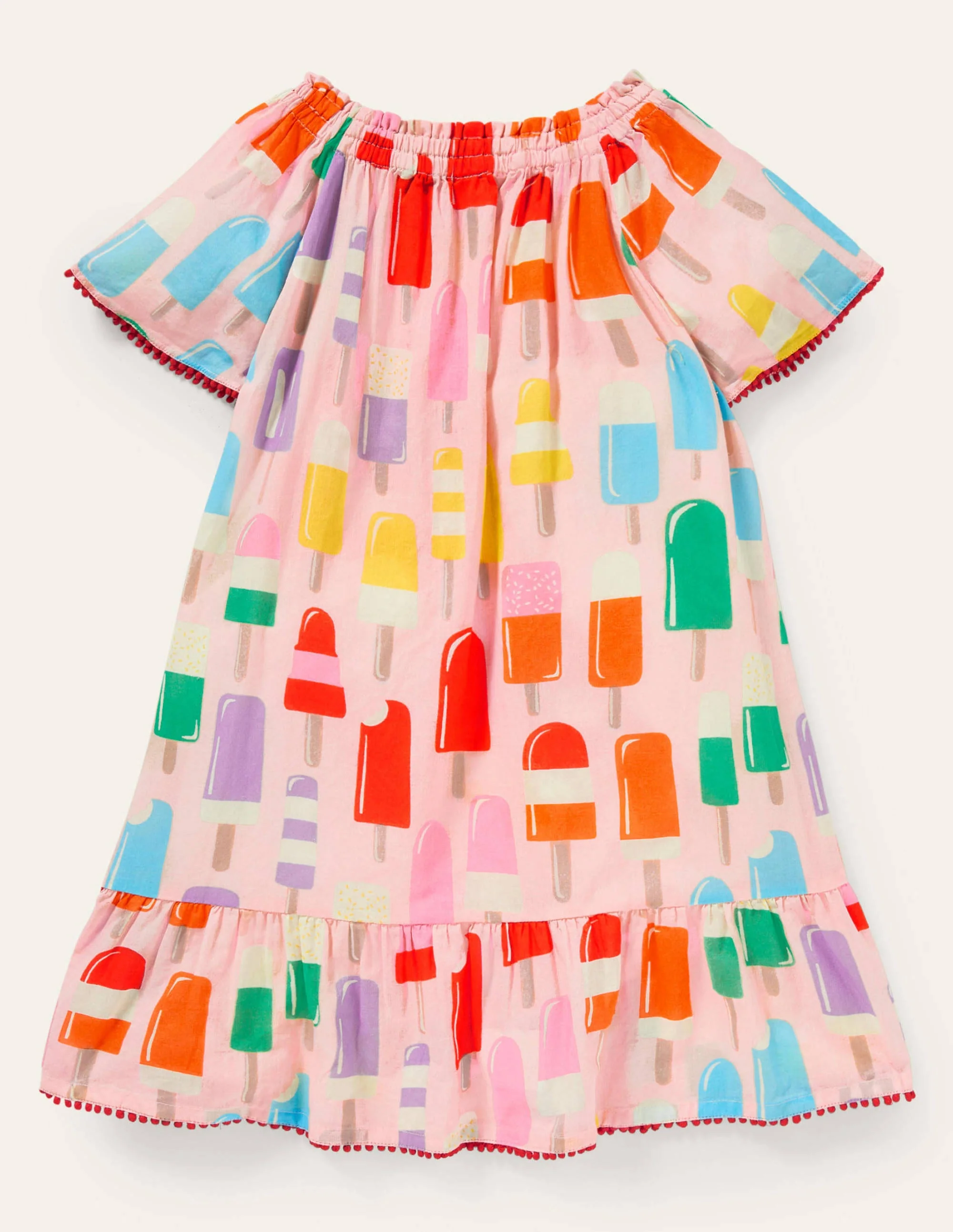 Smocked Printed Kaftan-Multi Rainbow Lollies - Image 2