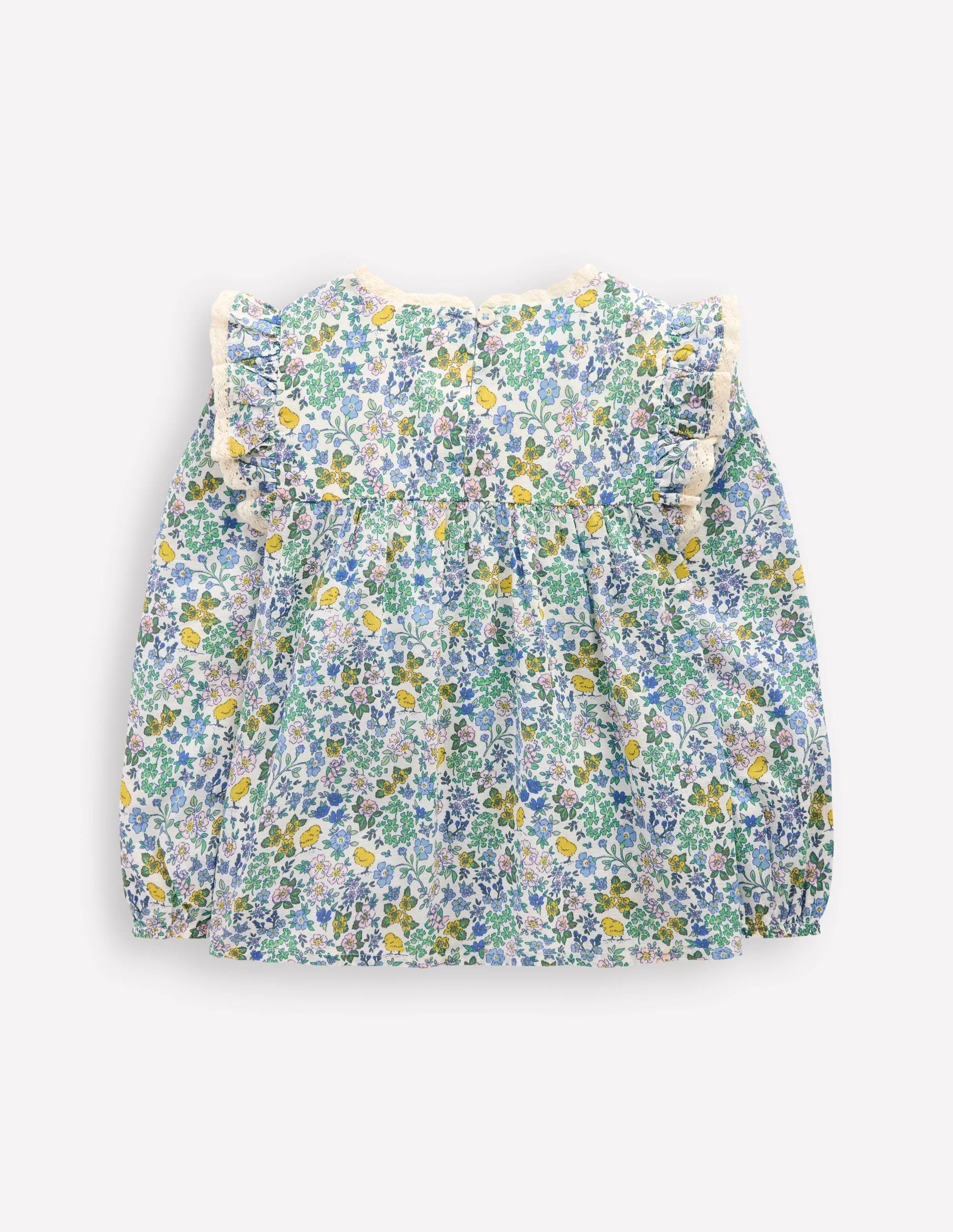 Smocked Ruffle Blouse-Vanilla White Chick Floral - Image 2