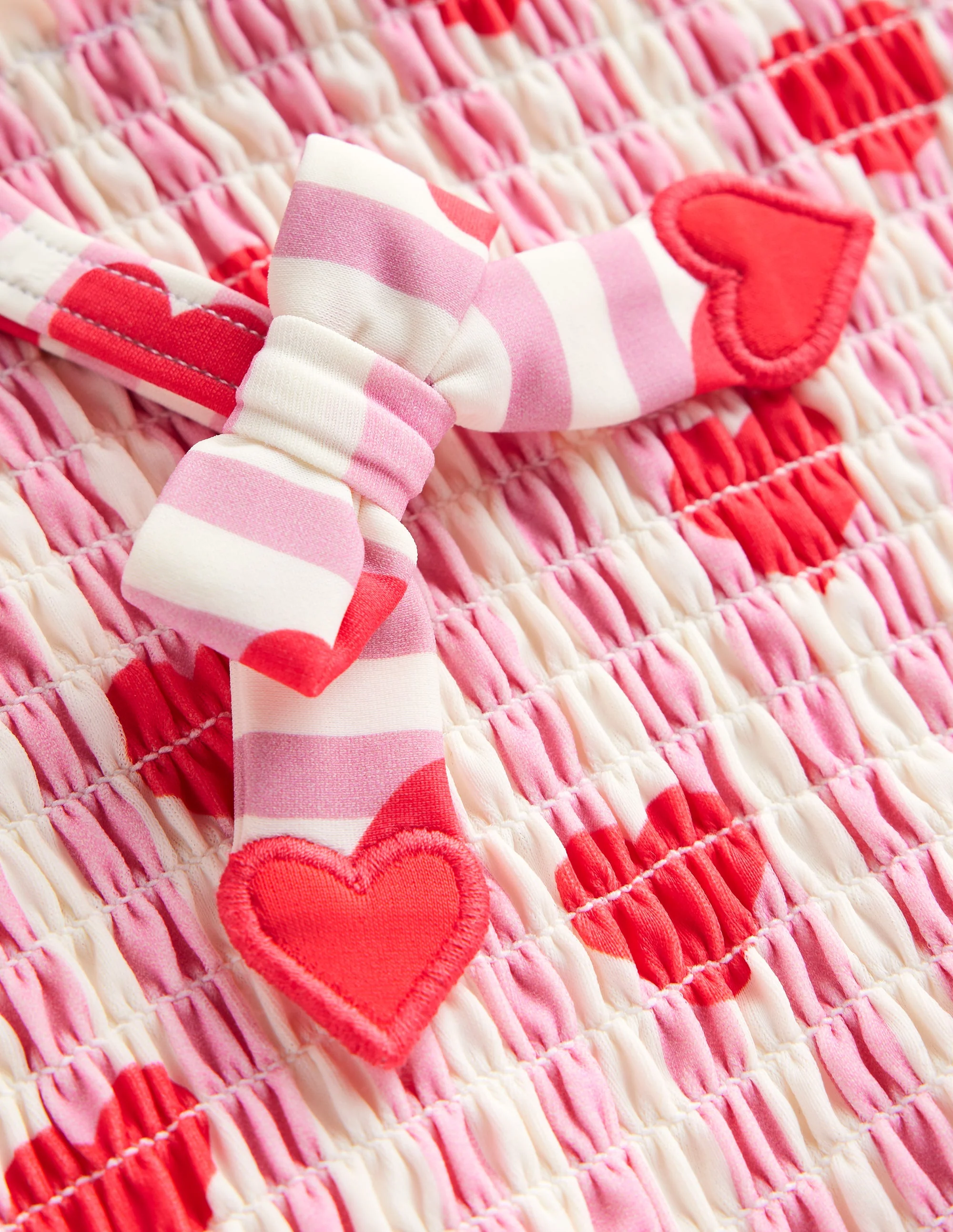 Smocked Tankini Set-Bubblegum Pink Heart Stripe - Image 3