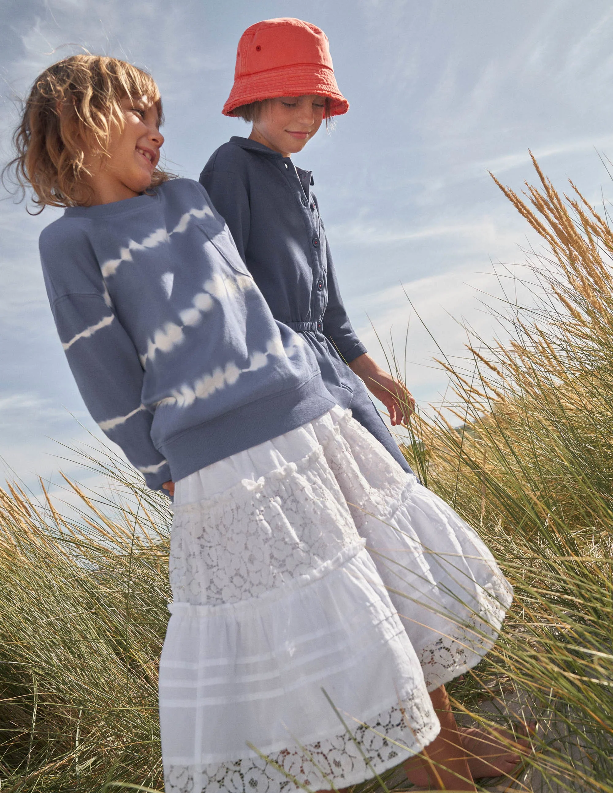 Smocked Tiered Midi Skirt-White - Image 4