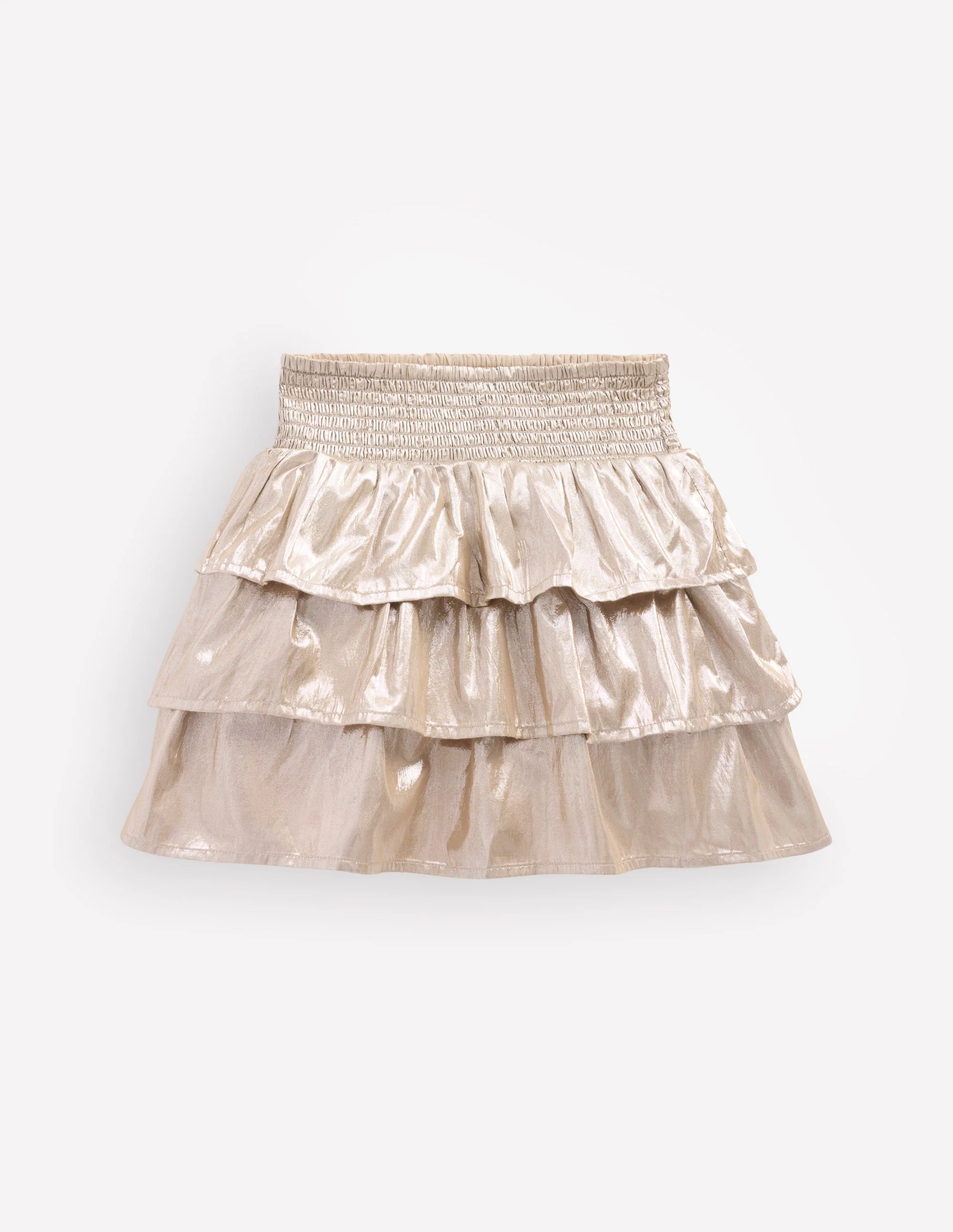 Smocked Waist Ruffle Skirt-Gold Metallic - Image 2