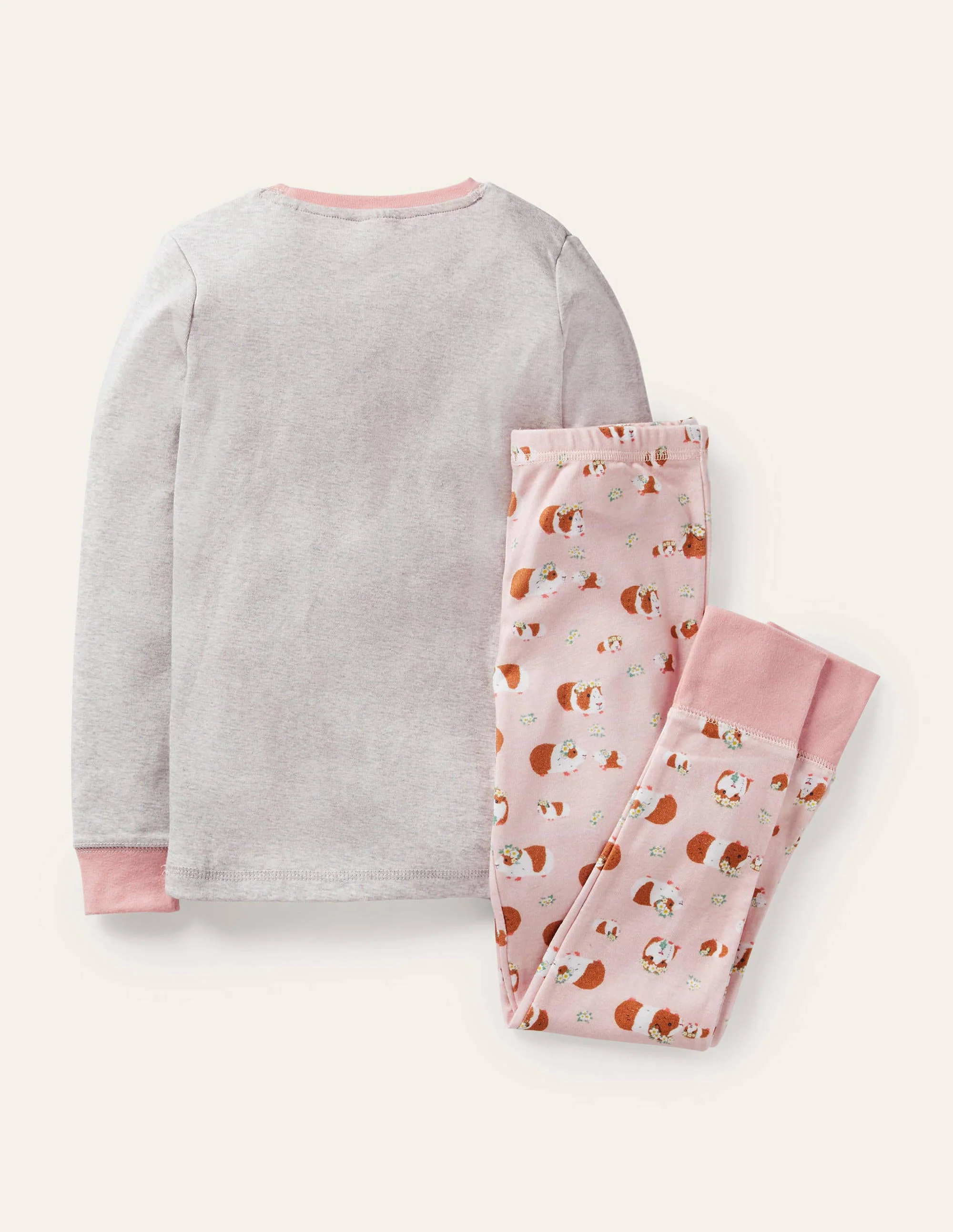 Snug Long John Pyjamas-Dusty Pink Guinea Pigs - Image 2