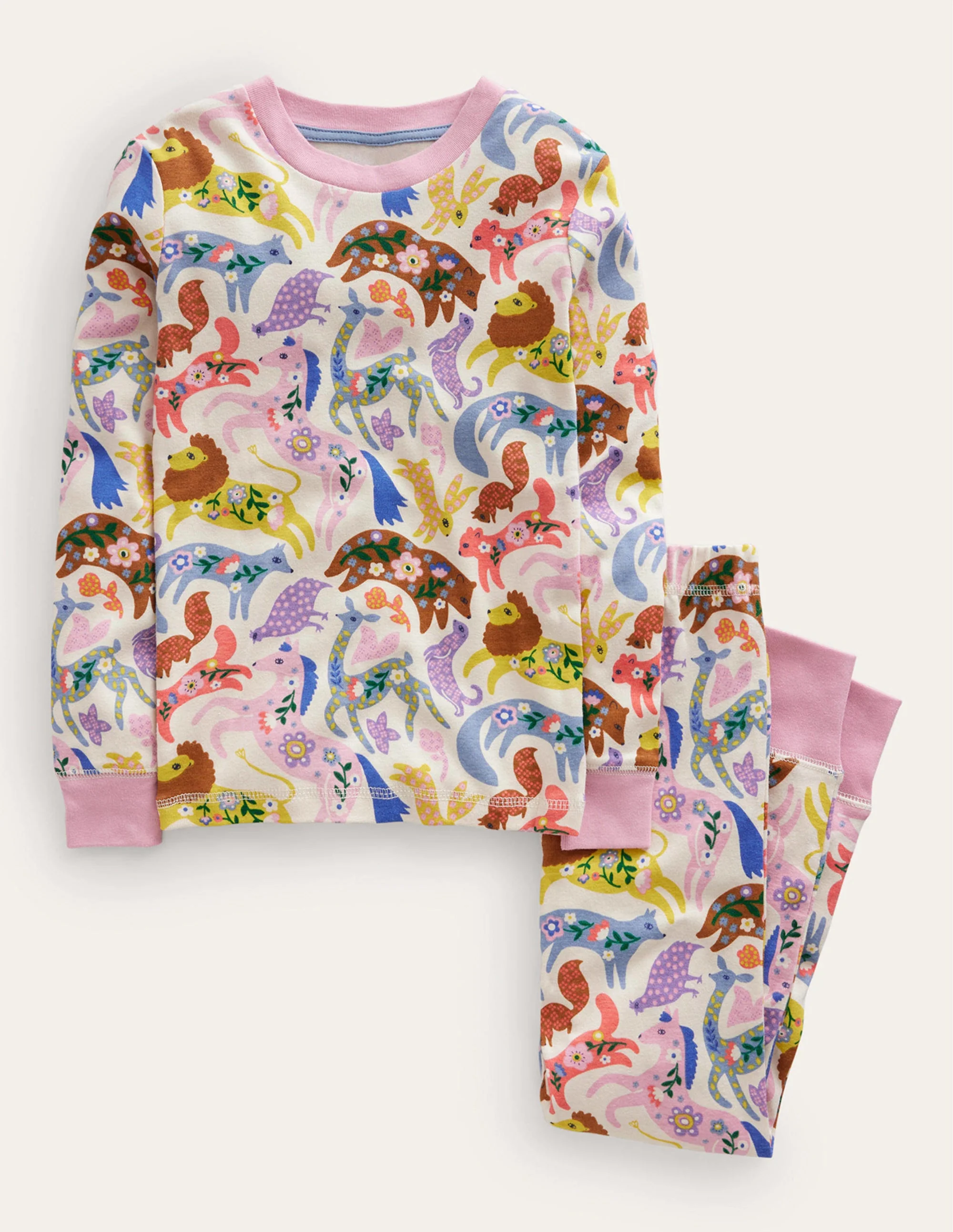Snug Long John Pyjamas-Multi Folk Freinds