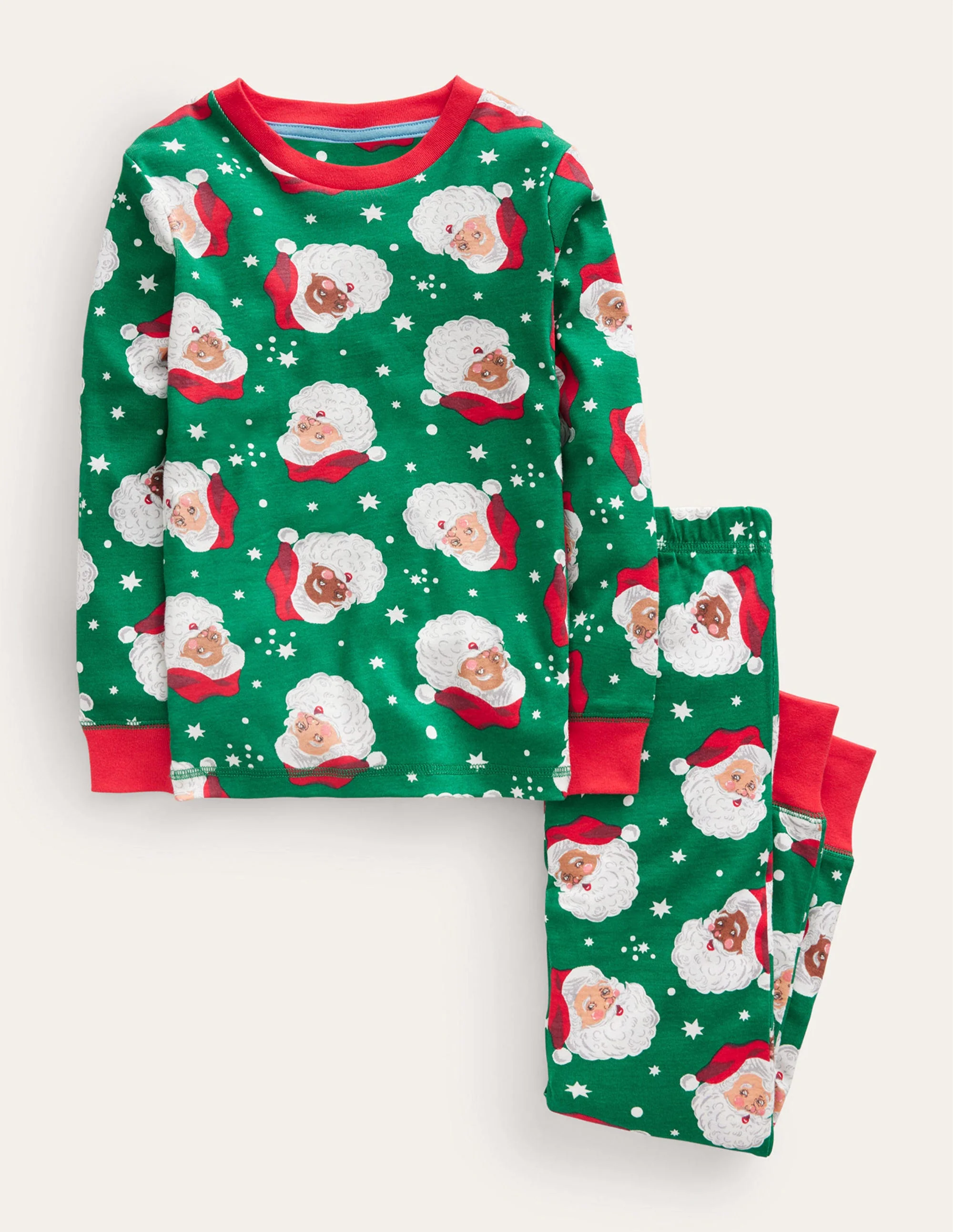 Snug Long John Pyjamas-Veridian Green Christmas