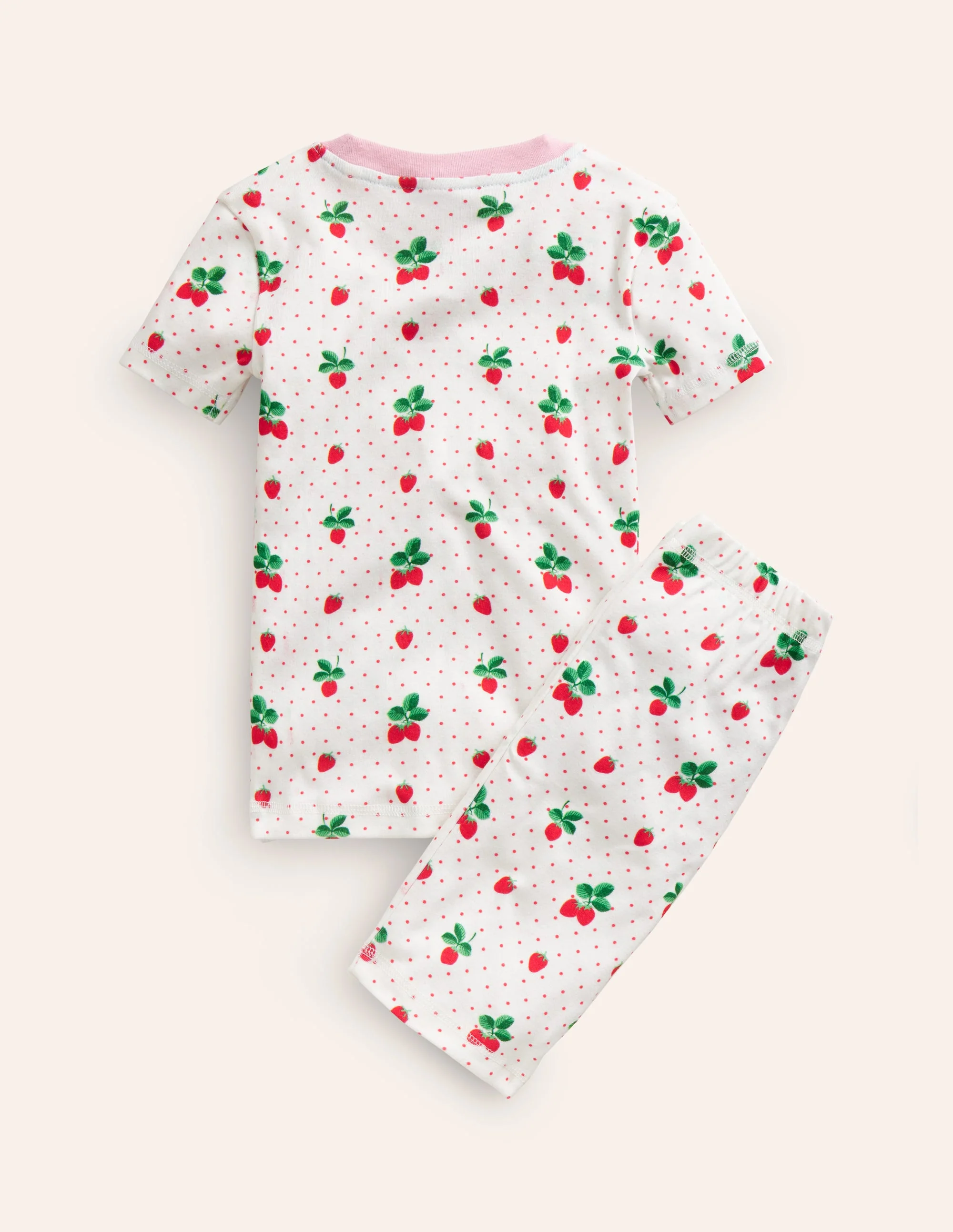 Snug Short John Pyjamas-Ivory Strawberry - Image 2
