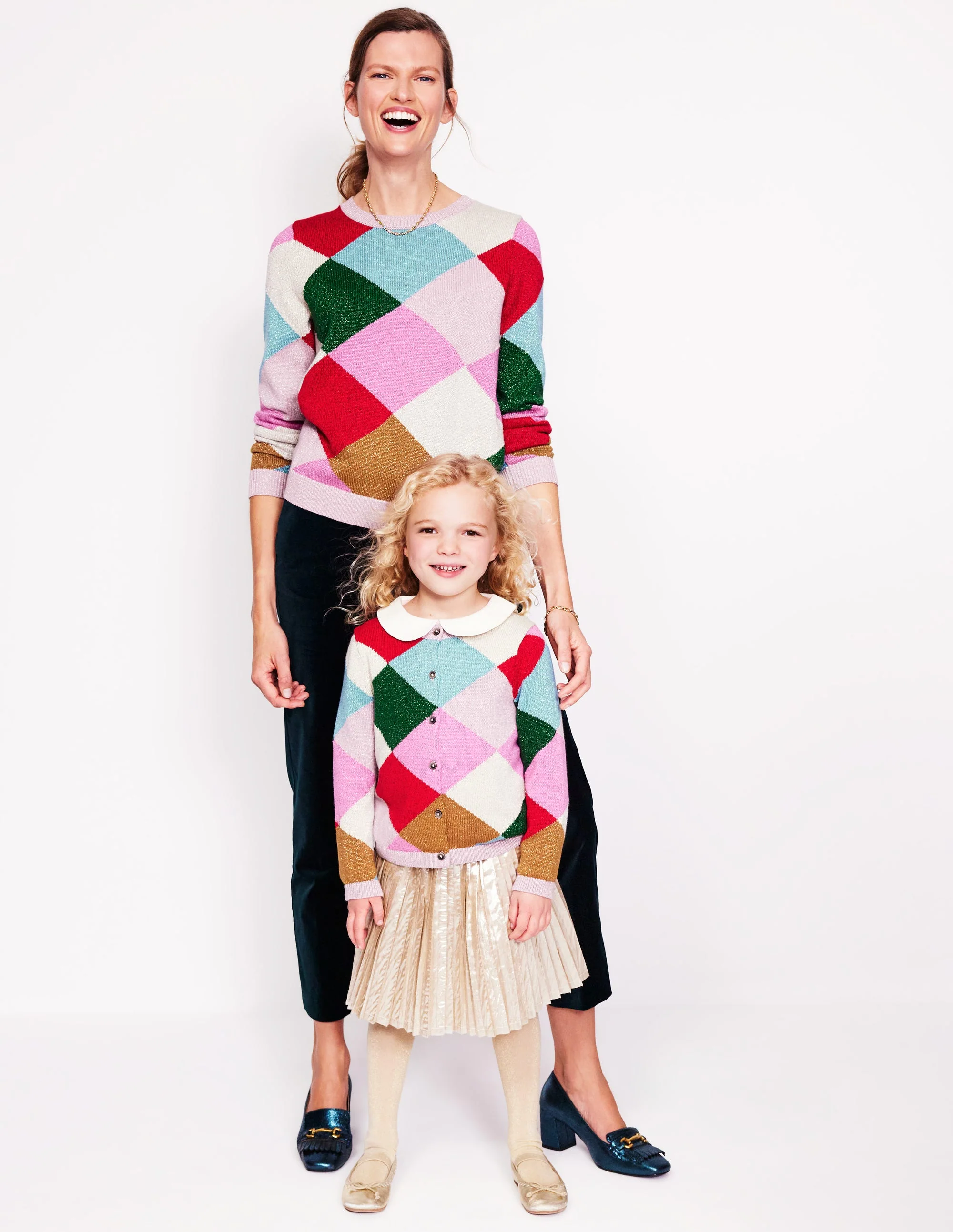 Sparkle Cardigan-Rainbow Argyle - Image 6