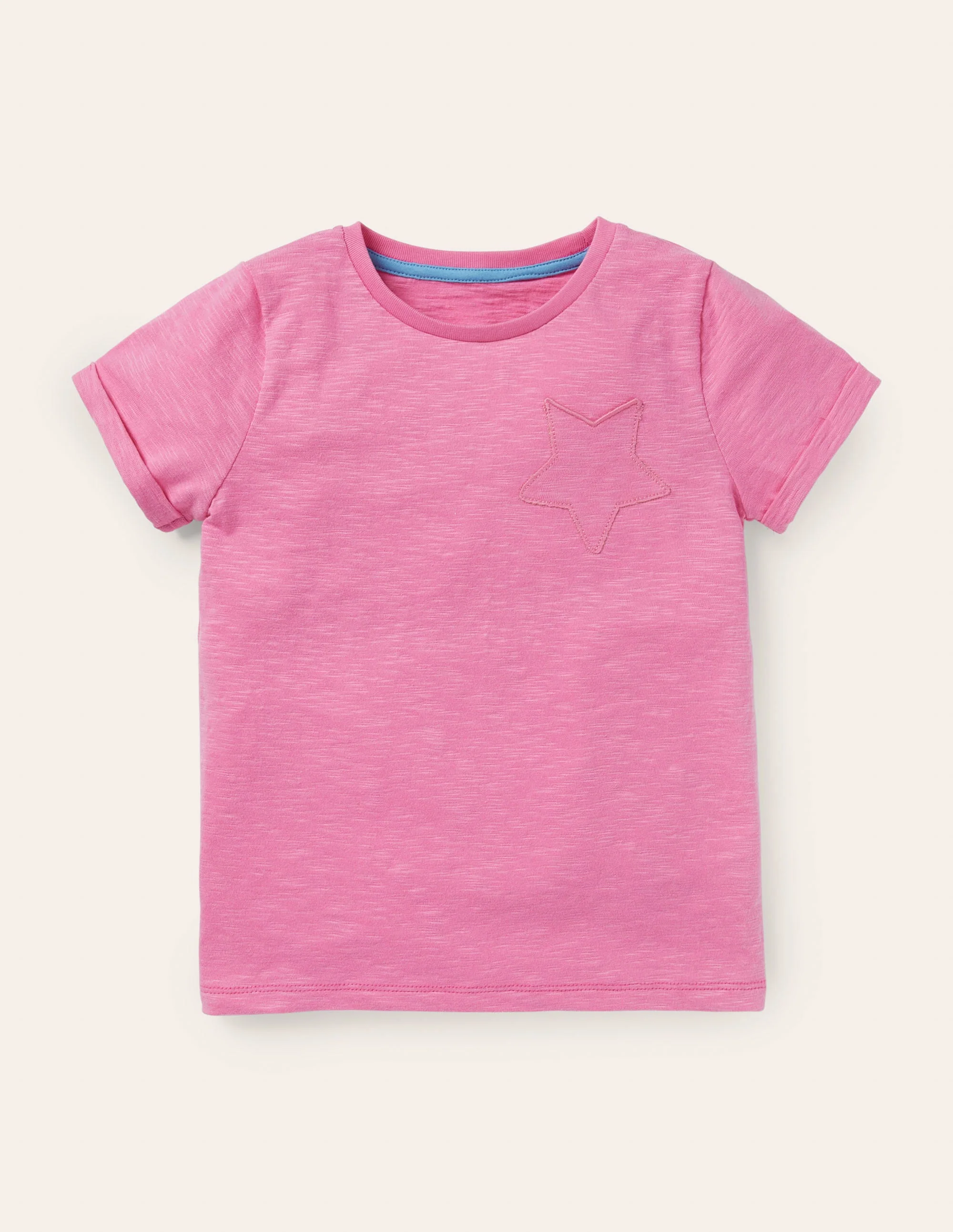 Star Pocket Slub T-shirt-Plum Blossom Pink