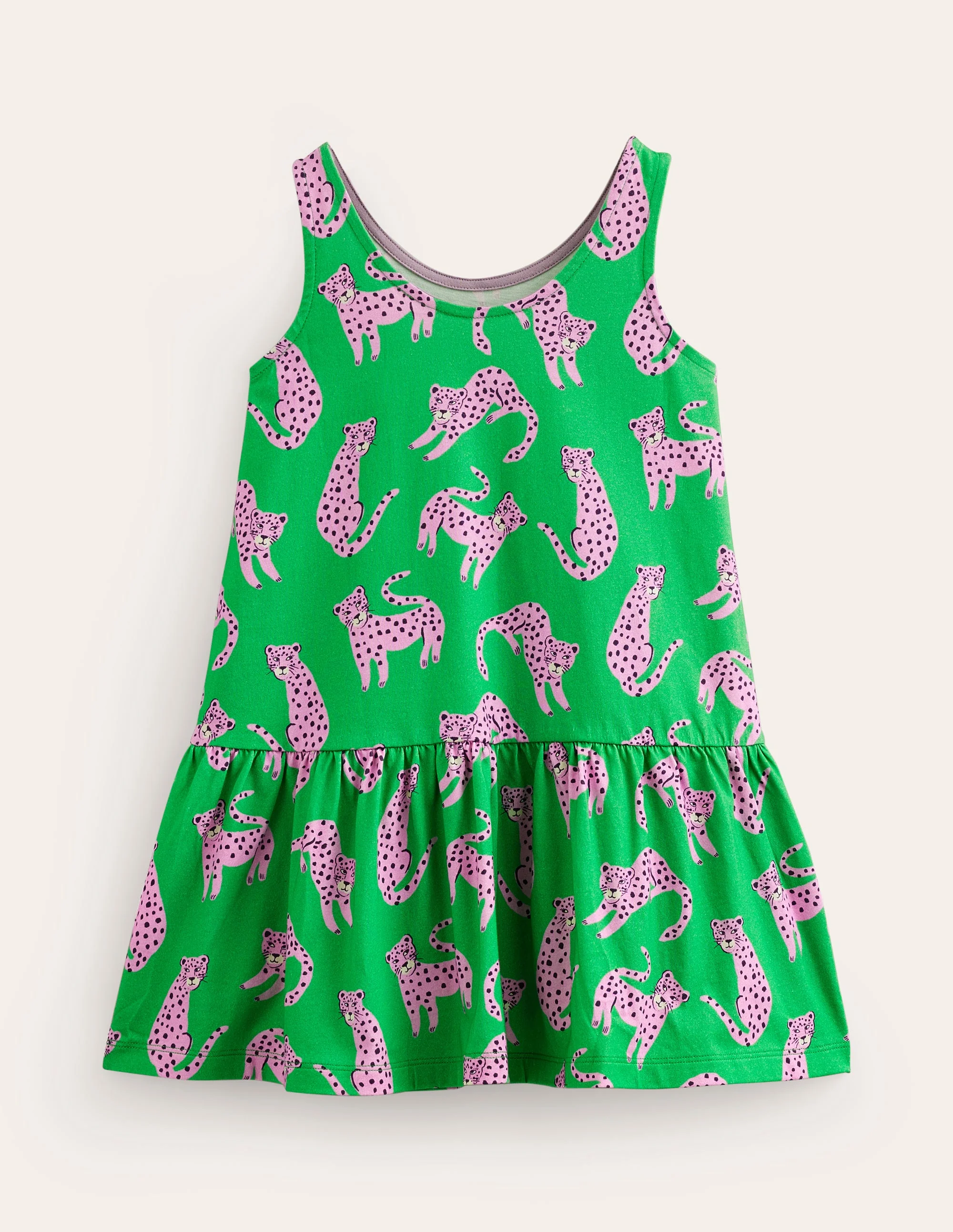 Strappy Drop Waist Dress-Green Cheetahs - Image 2