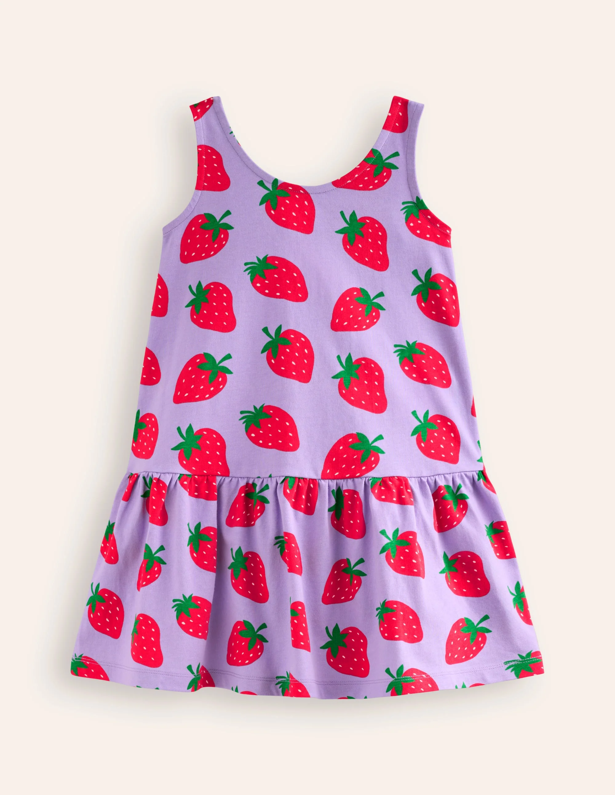 Strappy Drop Waist Dress-Parma Violet Strawberries